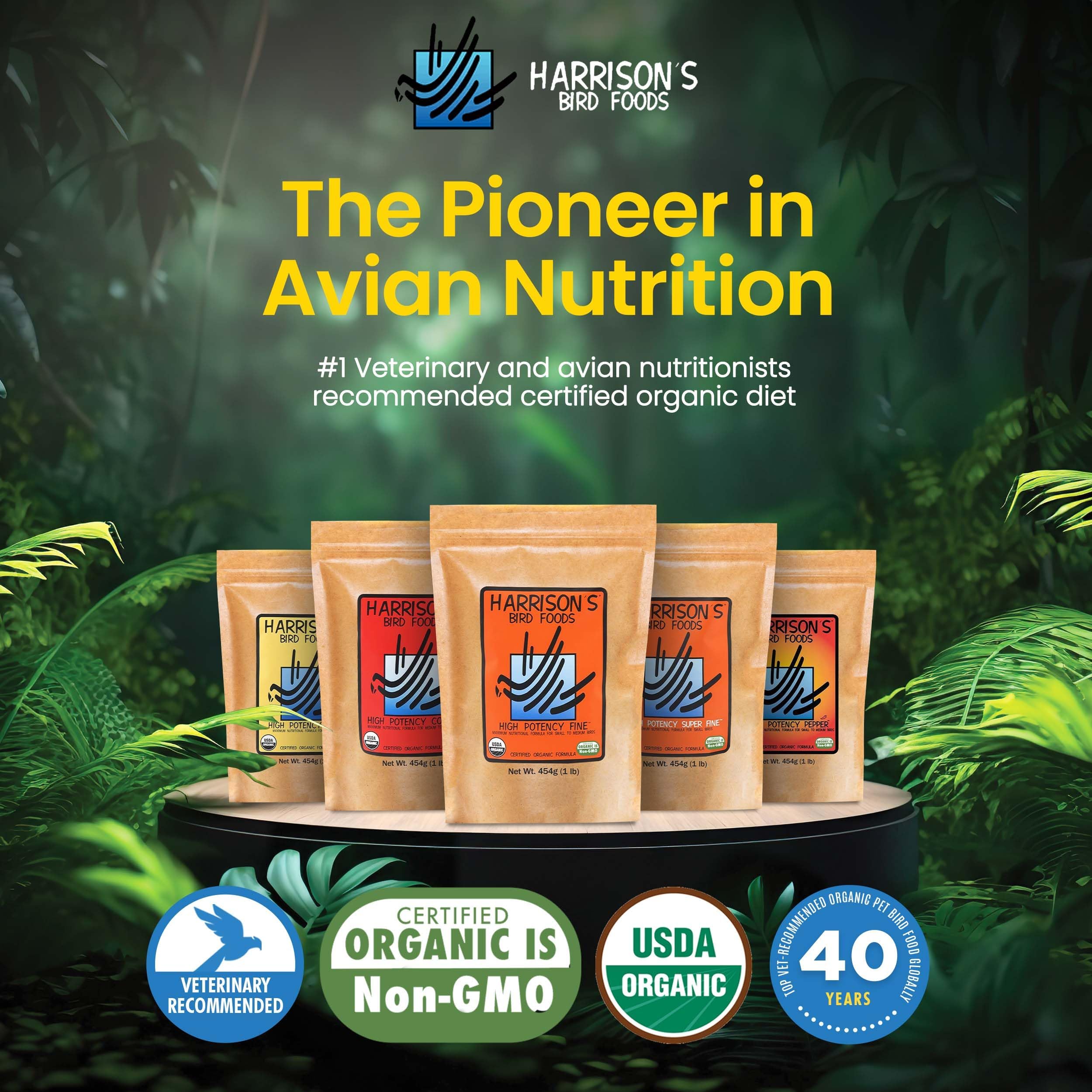 Harrisons Bird Foods High Potency Fine 1lb Certified Organic Non-GMO Formula