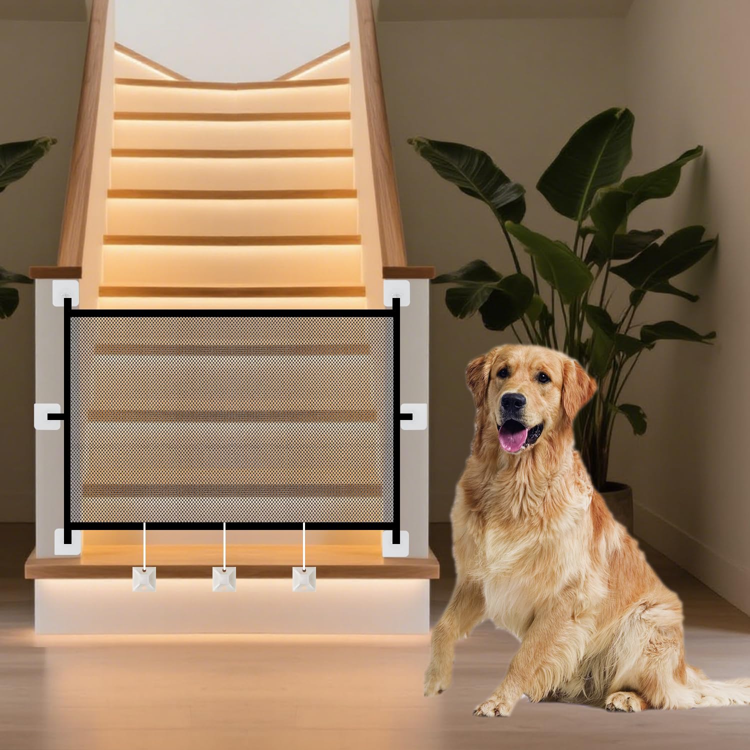 Dog Gate for Stairs & Doorways, Pet Gates for The House, Dogs Screen Mesh Gate for Pets, 43    W x 28 H