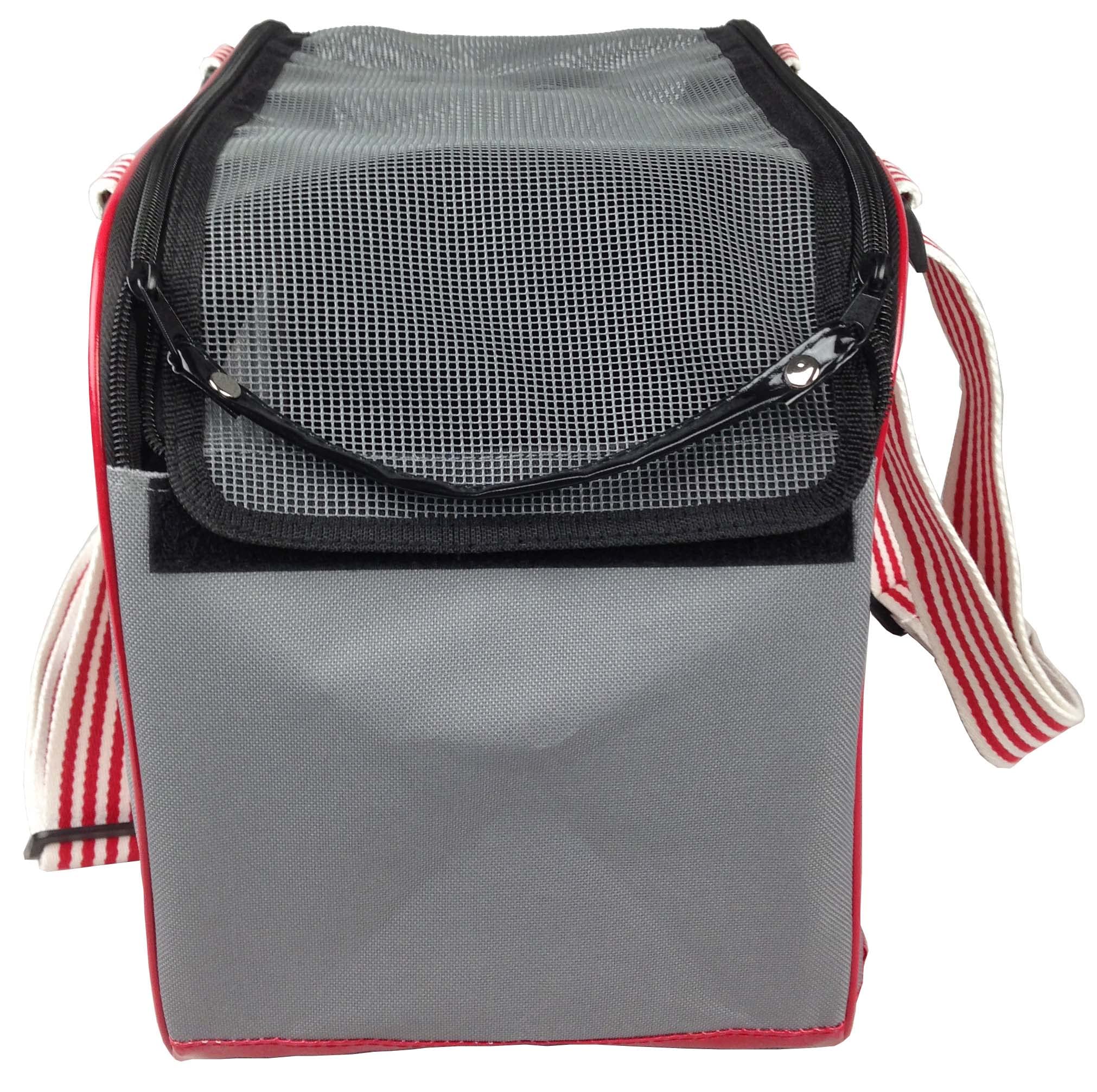 Pet Life Candy Cane Tote Pet Carrier for Dogs with Striped Shoulder Straps - Fashion Dog Carrier with Built-in Leash Holder
