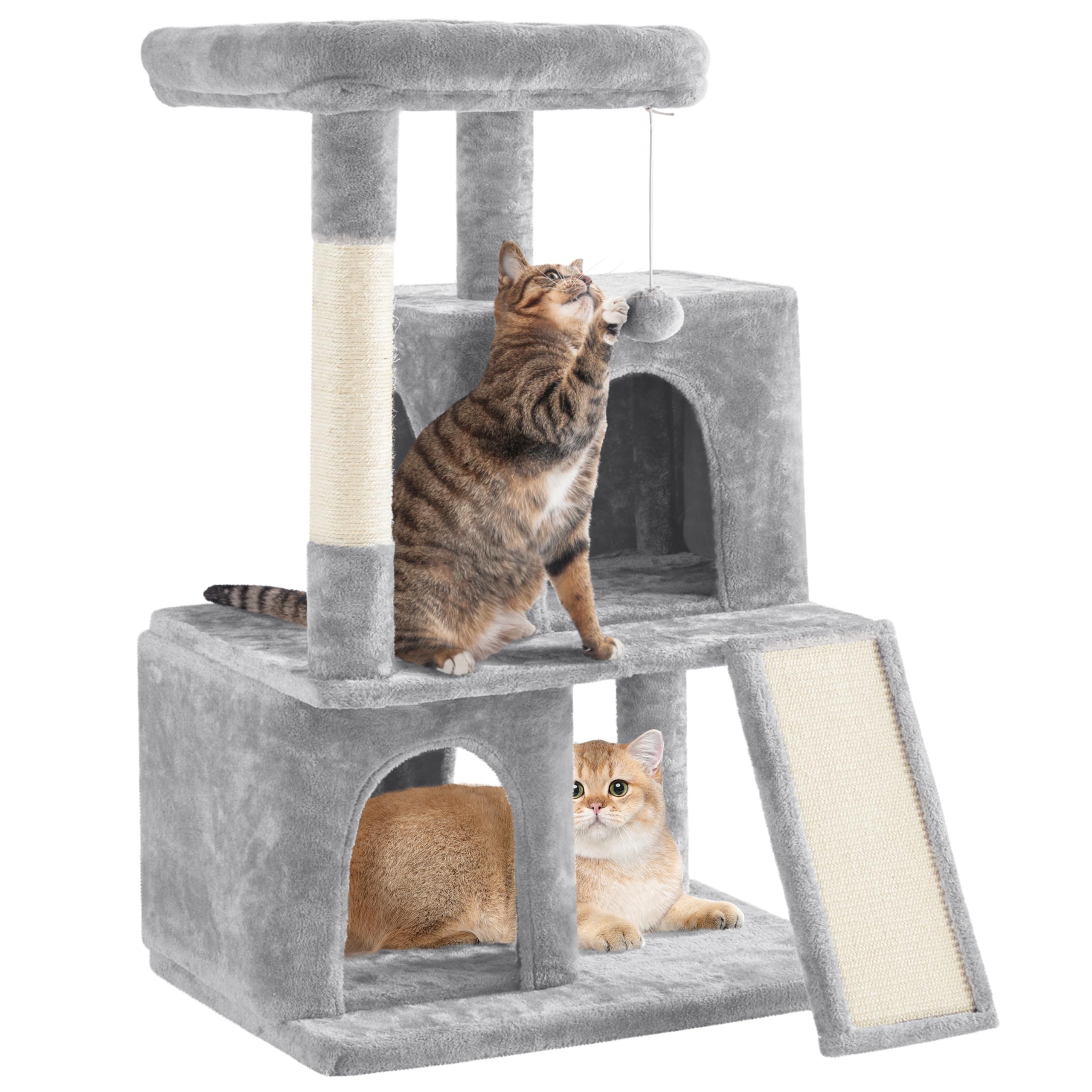 Yaheetech 42in Cat Tree Tower with Scratching Posts, Plush Condo, Ramp & Perch, Multi-Level Climber for Indoor Cats & Kittens, L