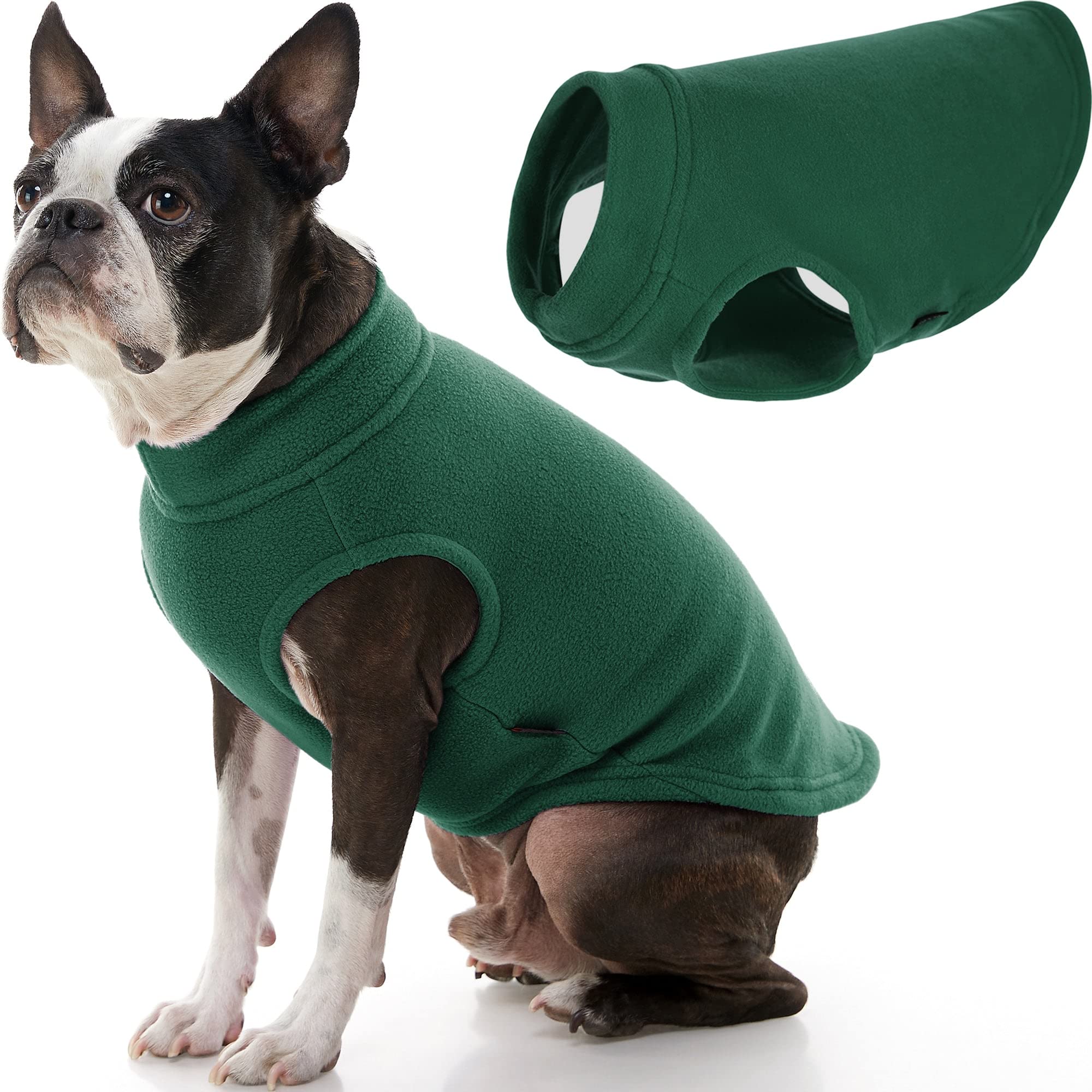 Gooby Stretch Fleece Vest Dog Sweater - Forest Green, Large - Warm Pullover Super Stretchy Fleece Dog Jacket for Small to Large 