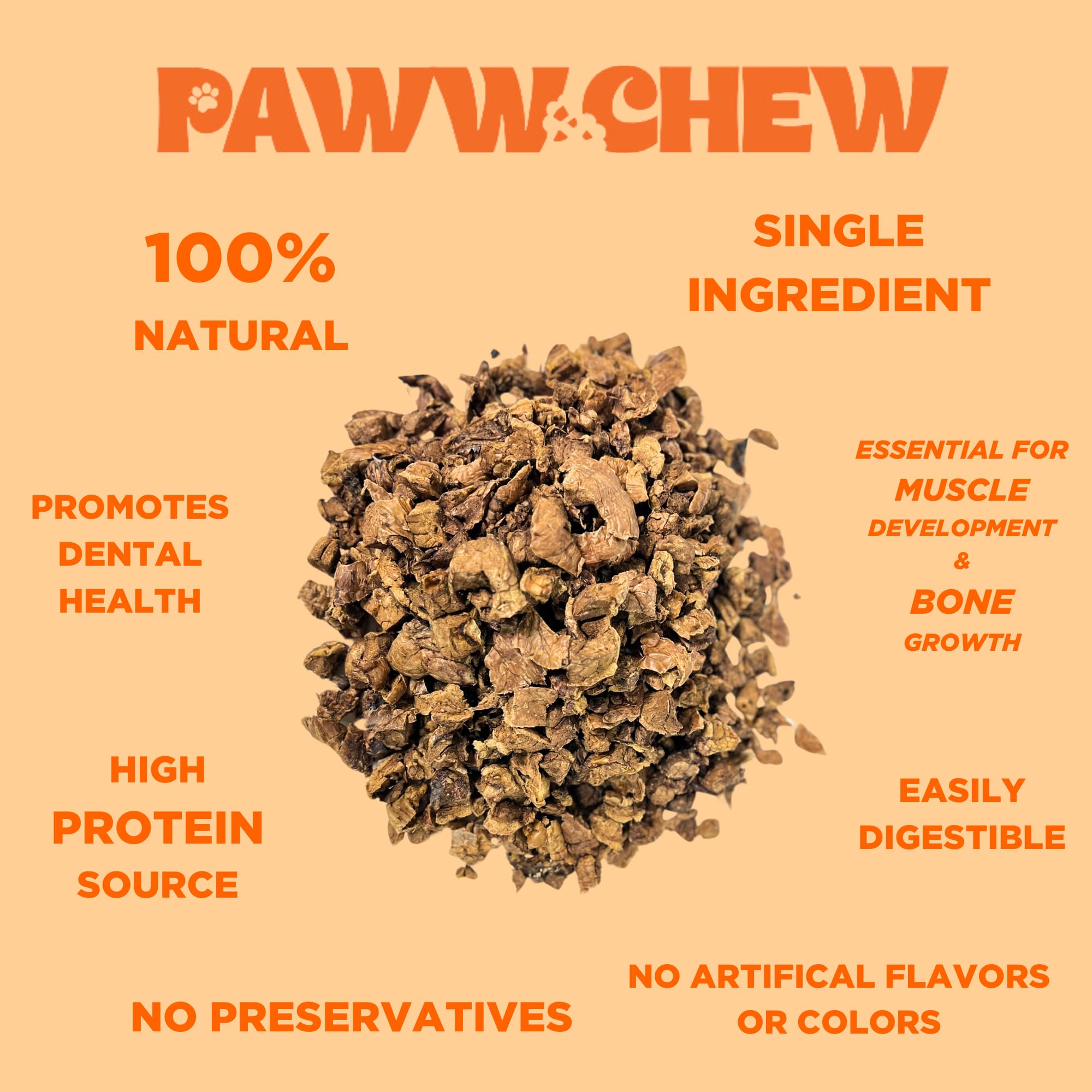 PAWW CHEW Beef Lung Dog Treats, 100% Natural, Single Ingredient, (1 Pound) Made in The USA, Dried & Dehydrated, High Protein, Hi