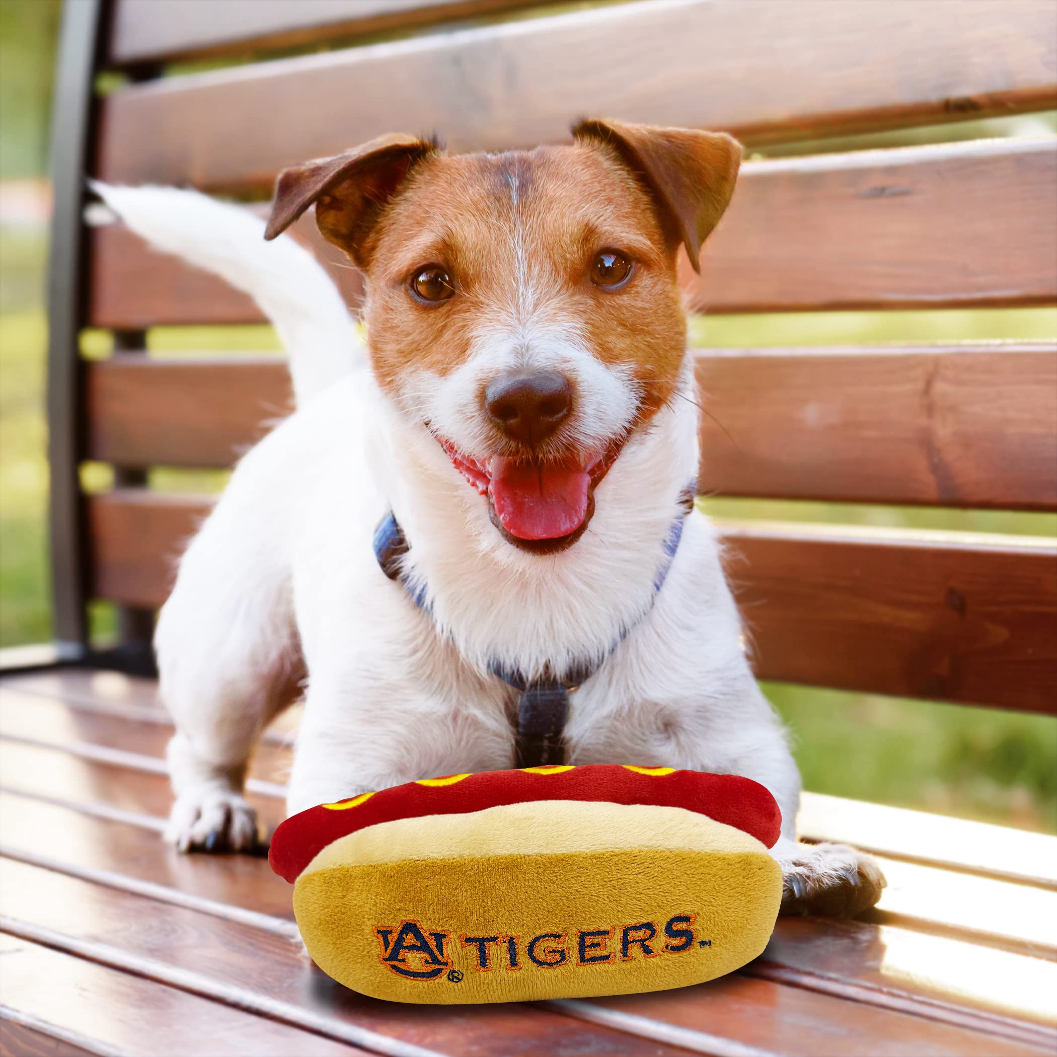 Pets First Ncaa Auburn Tigers Hot Dog Plush Dog & Cat Squeak Toy- Cutest Hot-Dog Snack Plush Toy For Dogs & Cats With Inner Sque