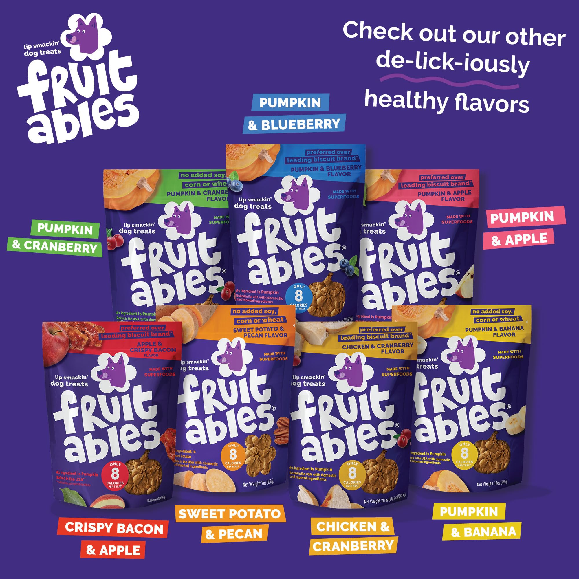 Fruitables Baked Dog Treats, Healthy Pumpkin Treat for Dogs, Low Calorie & Delicious, Free of Wheat, Corn and Soy, Made in The U