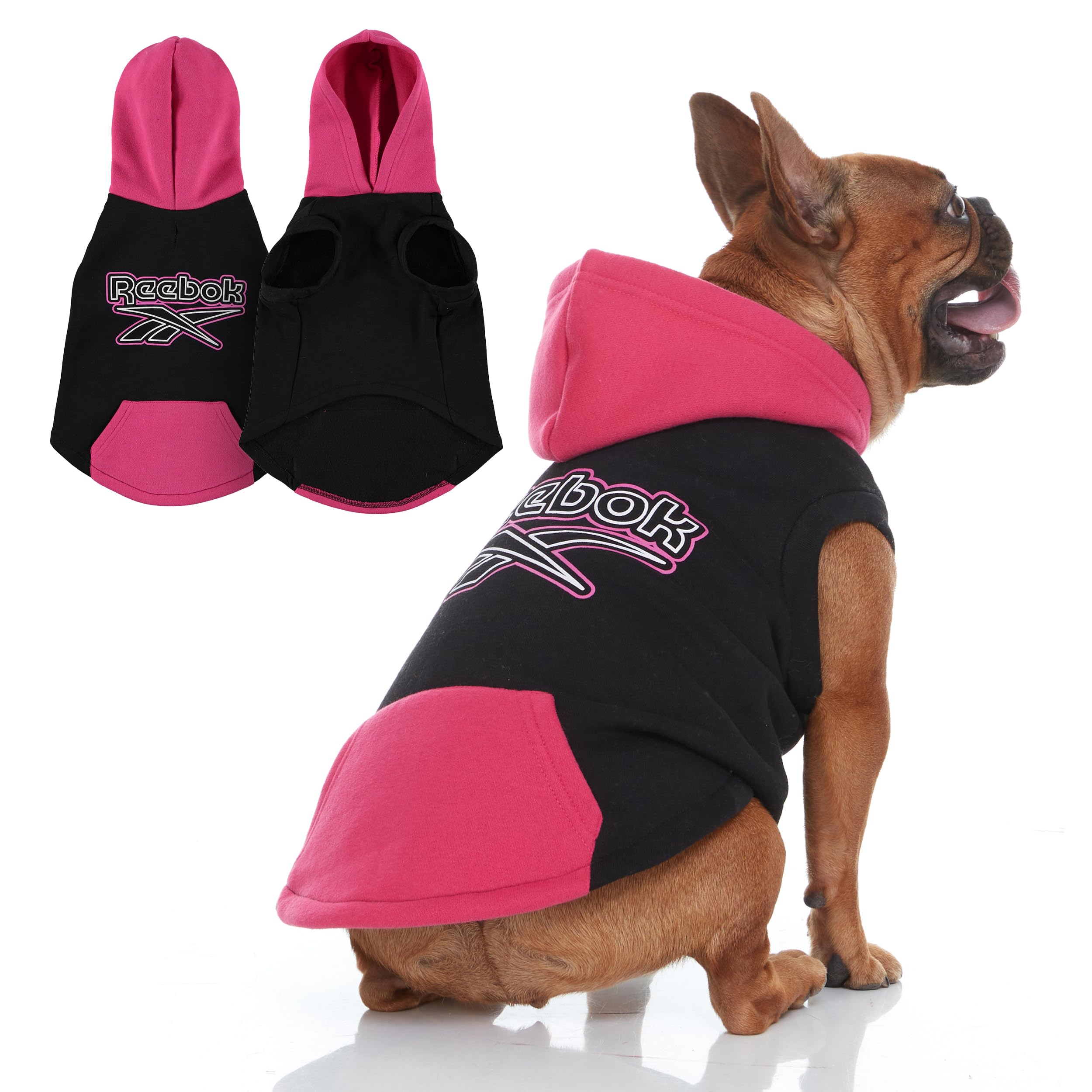 Reebok Fleece Dog Sweater Premium Pullover Hoodie With Leash Hole, Perfect For Small, Medium & Large Dogs Warm & Cozy Winter Swe