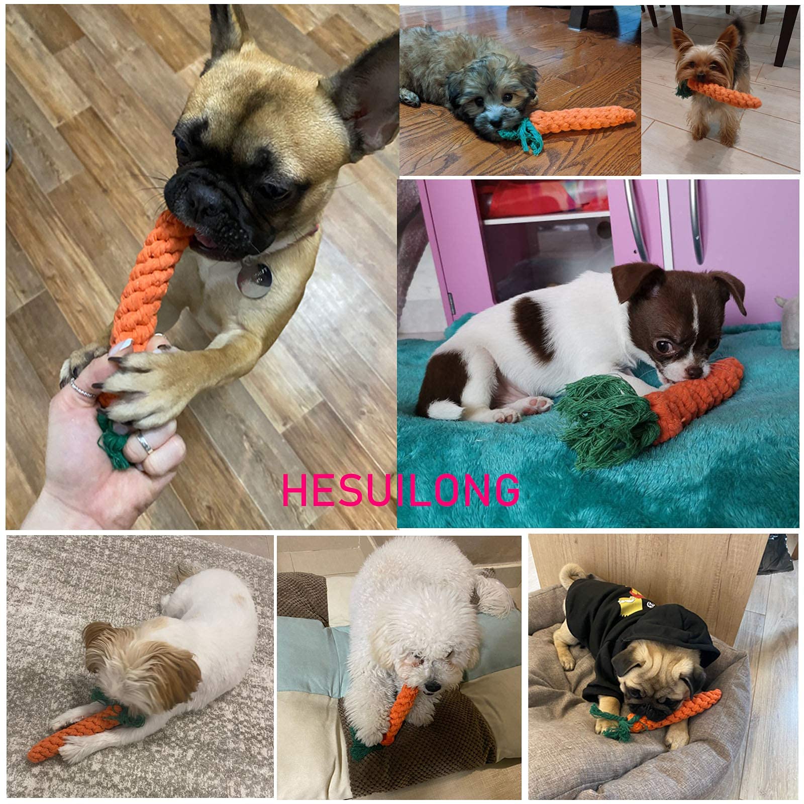 HESUILONG Dog Toys 3 PCS Puppy Teething Chew Toys,Dog Rope Toys,Cat Chew Toys,Safe Braided Rabbit Toys Healthy Gift