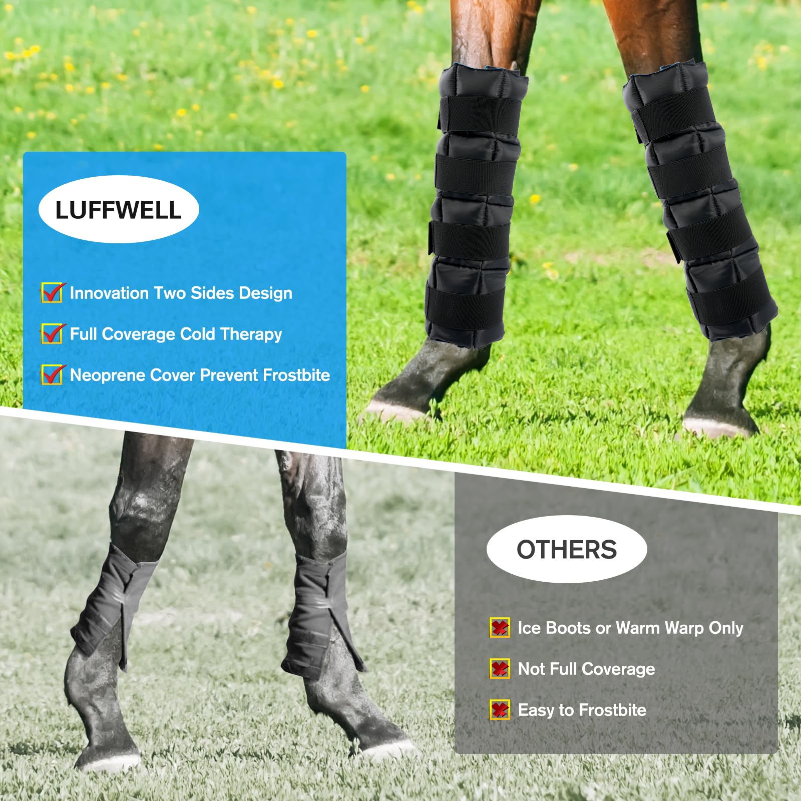Luffwell Horse Leg Wraps Set Of 4, Horse Ice Leg Boots Perfect For Equestrian Training& Daily Use, Comfortable And Premium Suppo
