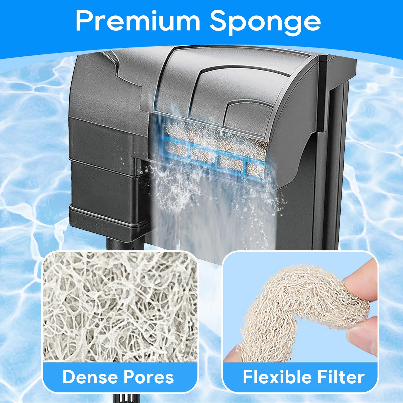 Cunina Ammonia Reducer Filter Pads Compatible With Aqueon Quietflow 30 & 50, Sponge Filters For Aqueon Replacement Filter Cartri