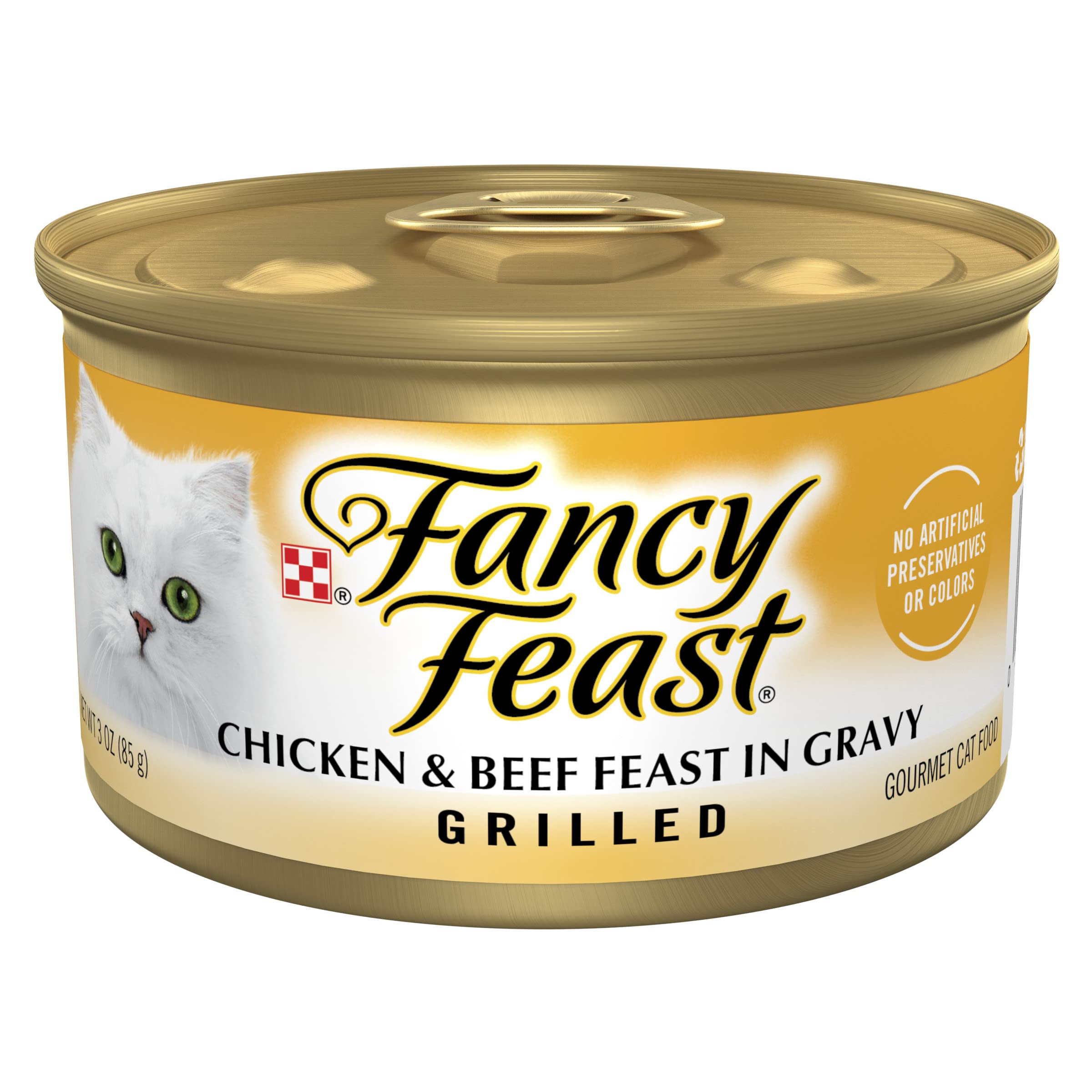 Purina Fancy Feast Grilled Wet Cat Food Chicken and Beef in Wet Cat Food Gravy - (Pack of 24) 3 oz. Cans