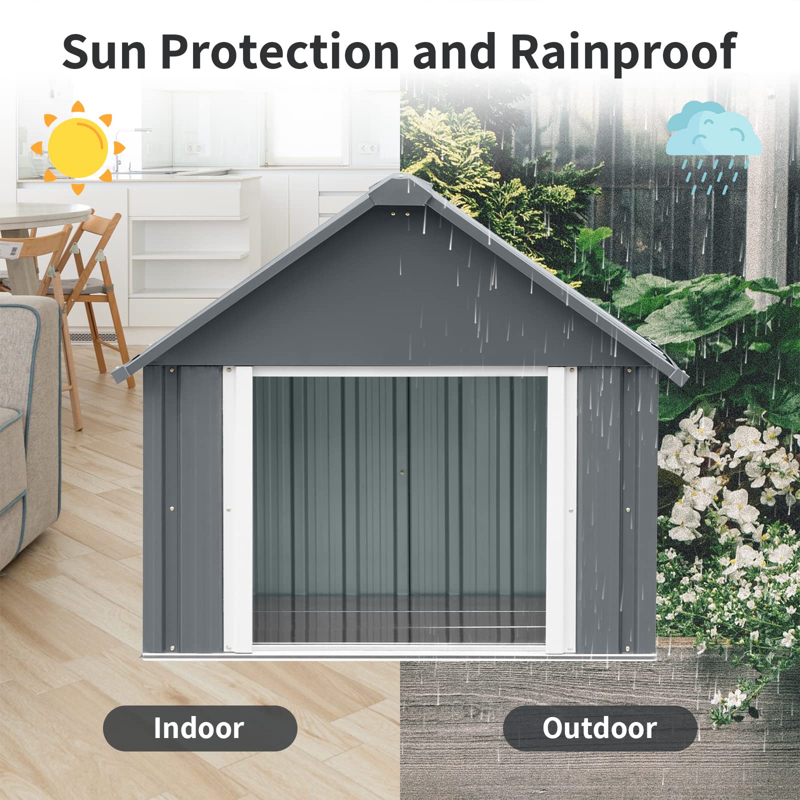 Rypetmia 34 X 38 X 35 Inches Dog House, Indoor Outdoor Doghouse For Medium Large Dogs, Weatherproof Puppy Shelter Sturdy And Lon