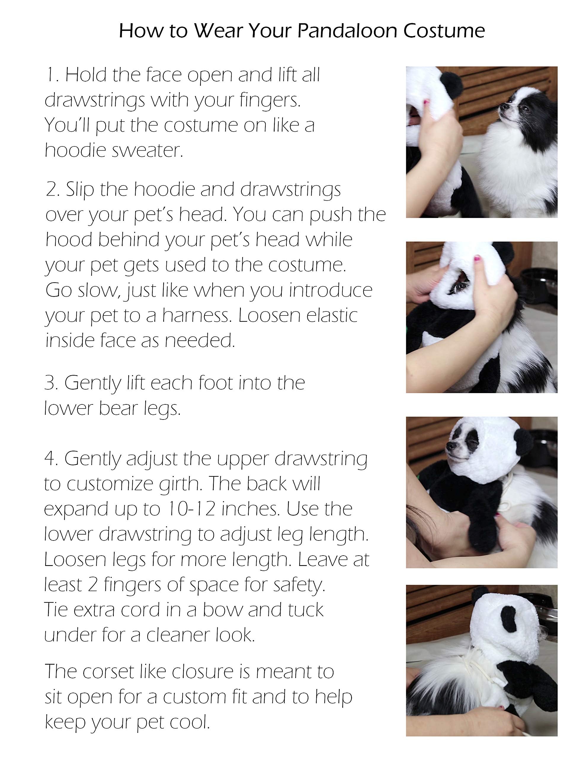 Pandaloon Dog Halloween Costume - As Seen On Shark Tank - Patented - Funny Costume With Arms For Small And Medium Dogs And Cats (Panda, Size 4(20-23 In Height At Top Of Head,Girth<27 In))