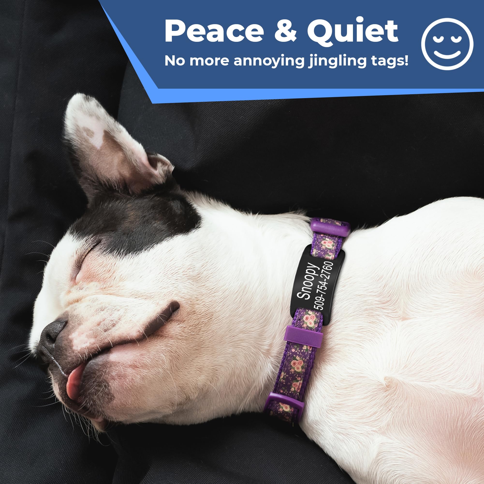 Gotags Slide-On Pet Id Tags, Personalized Dog And Cat Collar Tags, Silent, No Noise Tags Made Of Stainless Steel, Custom Engrave