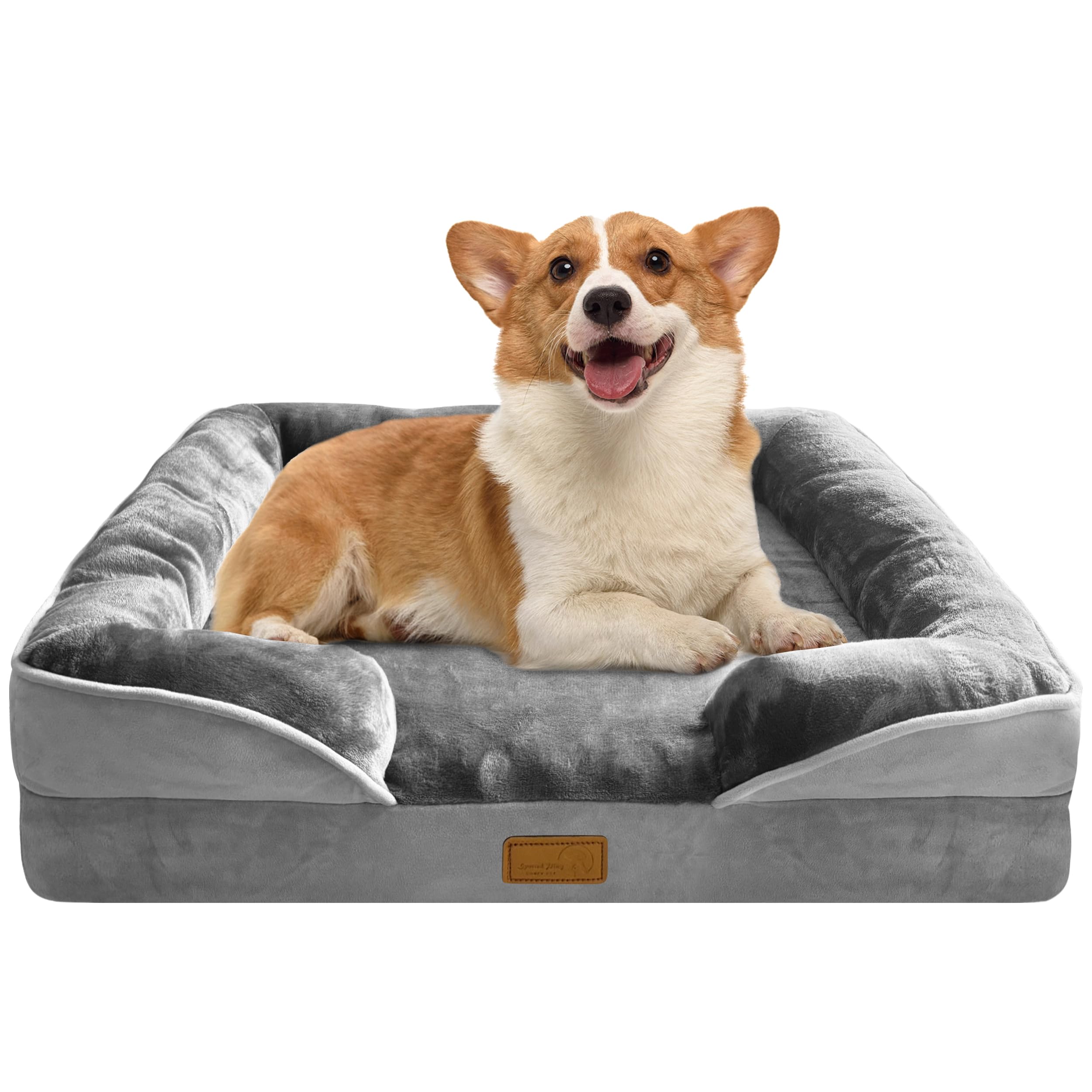 Spotted Play Orthopedic Dog Bed With Sides - Dog Sofa Beds For Medium Dogs, Supportive Foam Pet Couch Bed With Washable Removabl