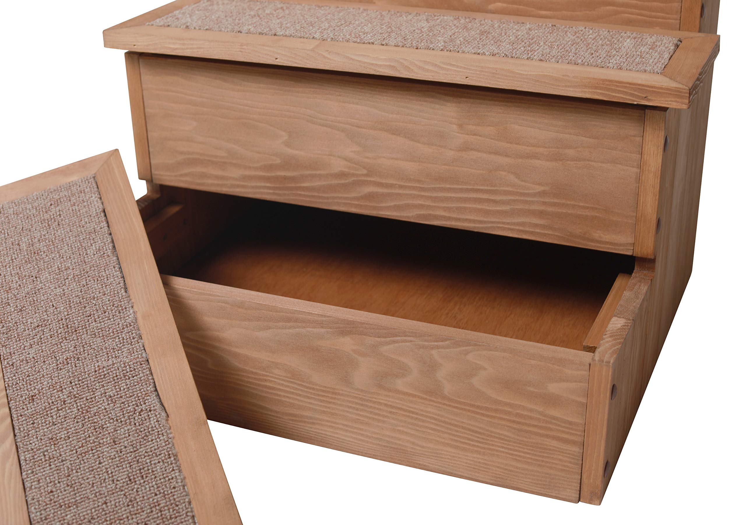 zoovilla Yorkshire Pet Step - Wood Bedside Ramp with Storage, 15.55"D x 17.50"W x 14.76"H, Natural Wood, Model PTR0082212010