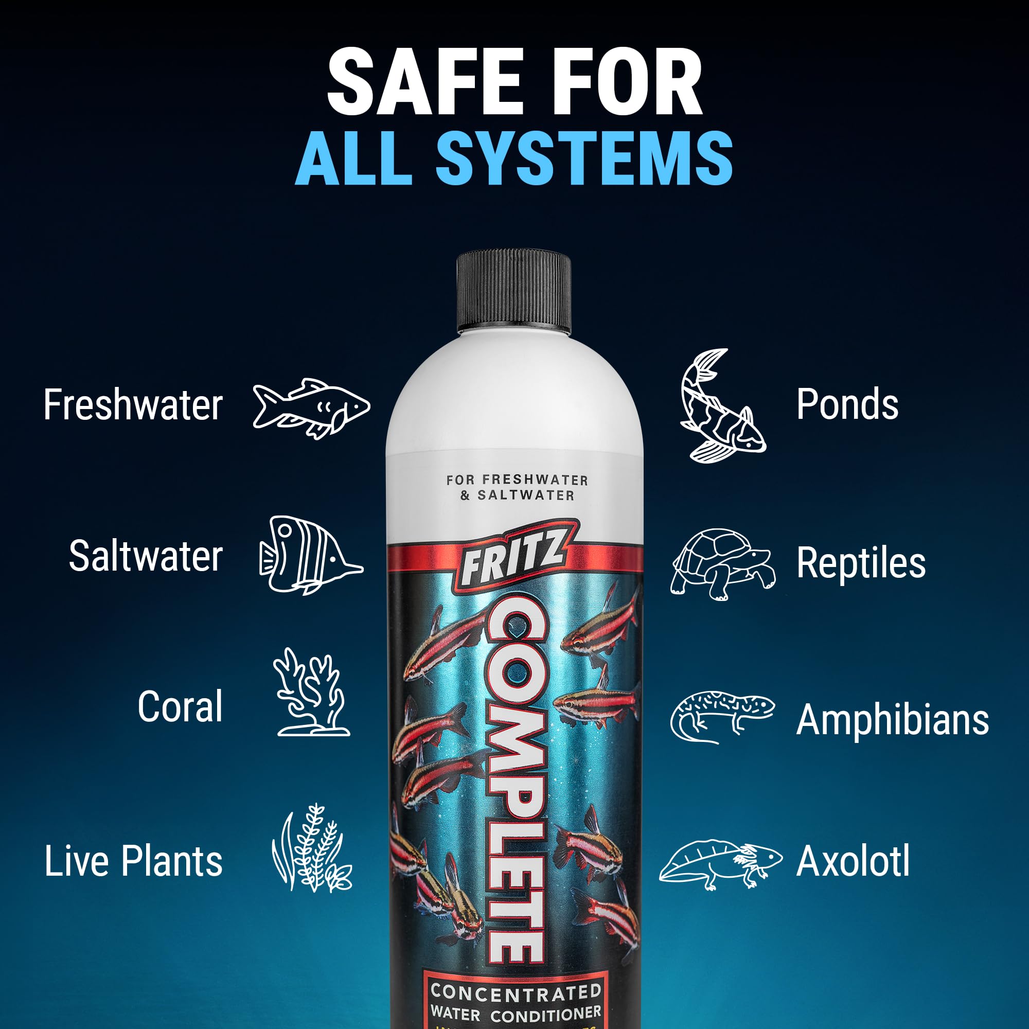 Fritz Aquatics Water Conditioner 16-Ounce - Dechlorinator for Fresh & Saltwater Aquariums - Clear, Model 47515
