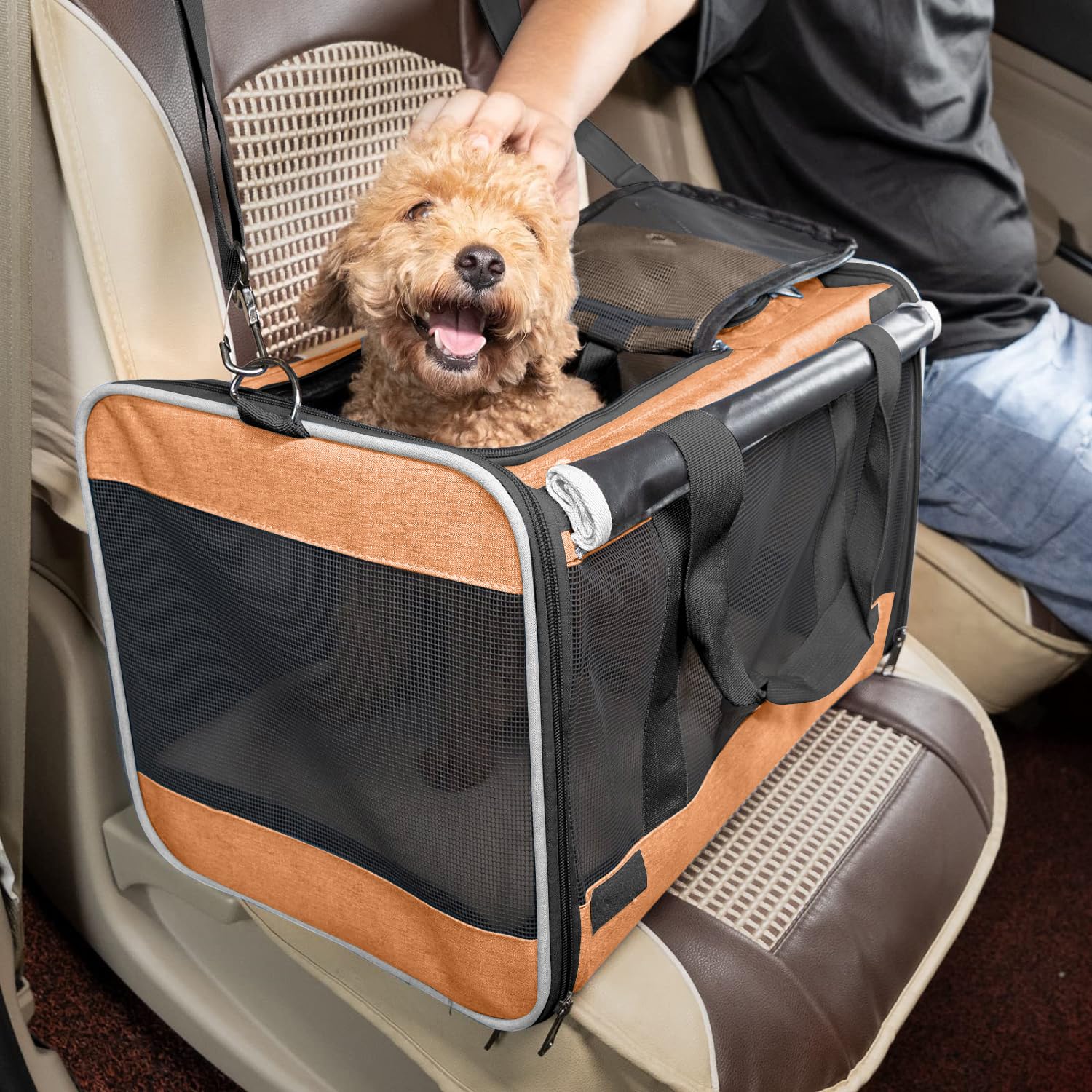 Gapzer Dog Carry Bag For Puppy Pet Soft-Shell Portable Kennel Crate For 0-15 Lbs Foldable Pomeranian Travel Cage Tea Cup Yorkie Carrier Purse Indoor Carrying Case Dog Supply Melon Tiny Dog Melon