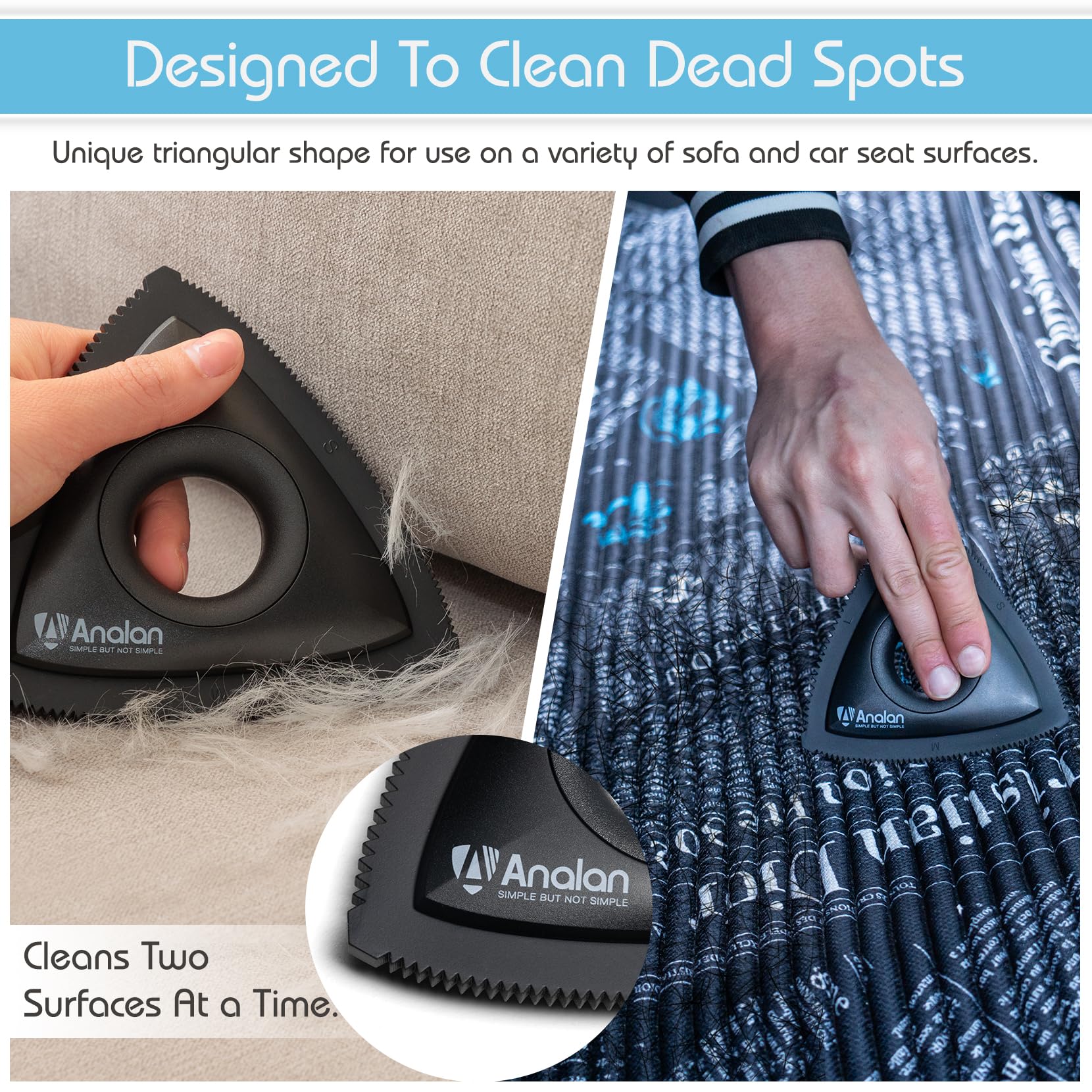 Analan Mini Pet Hair Remover For Car Detailing Supplies, Carpet Dog Hair Remover For Car Interior, Triangle Dog Hair Remover For