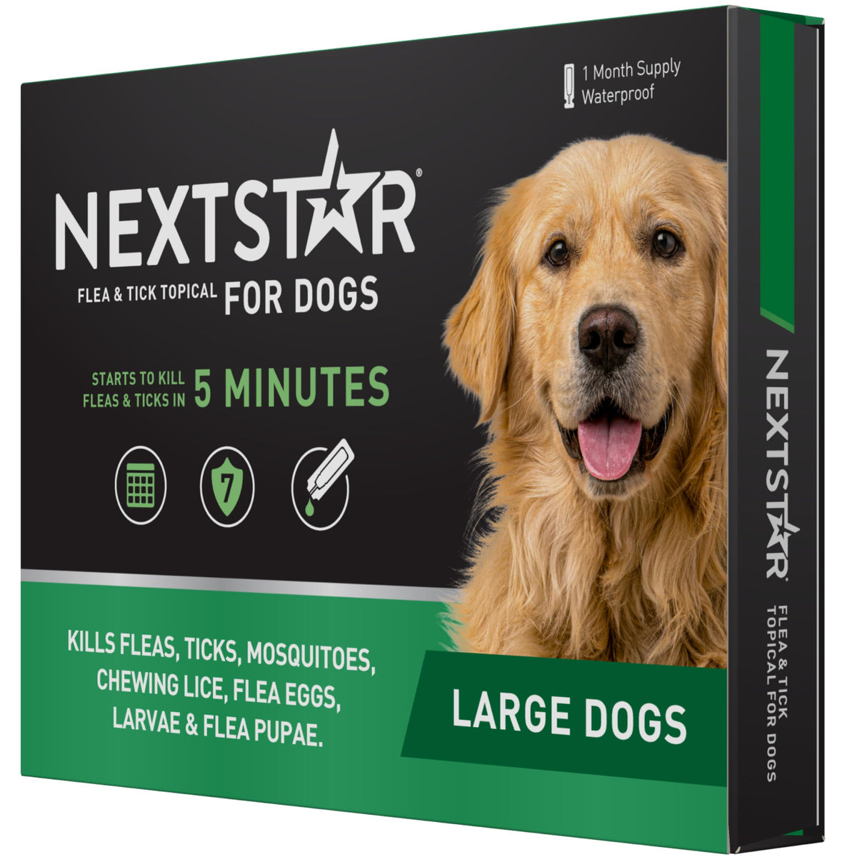 Nextstar Flea And Tick Prevention For Dogs, Repellent, And Control, Fast Acting Waterproof Topical Drops For Large Dogs, 1 Month