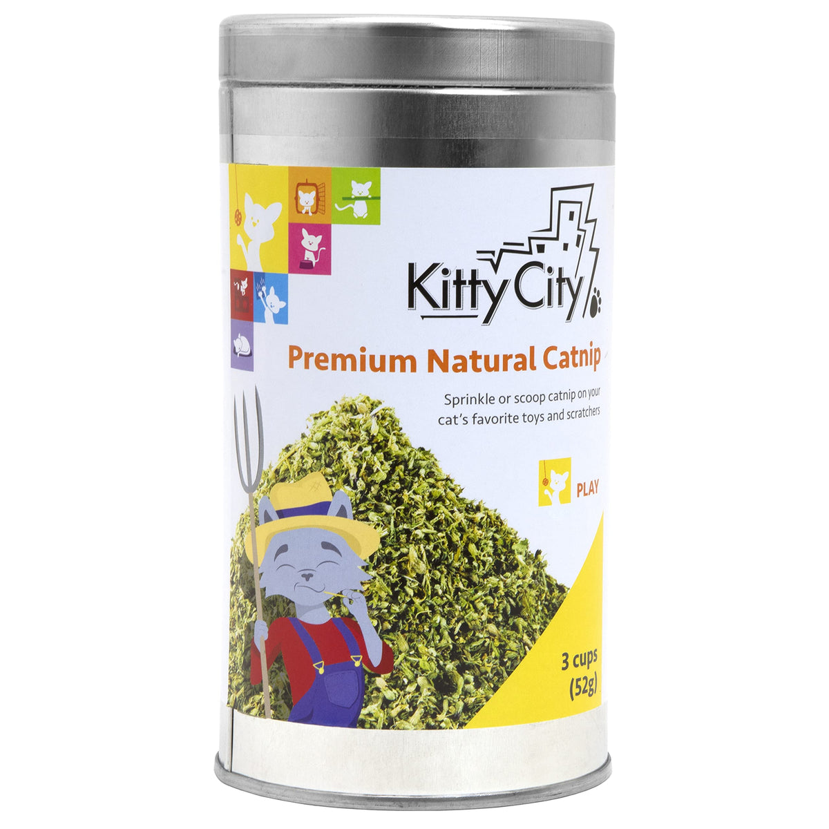 Kitty City Premium Natural Catnip Tin, Brown