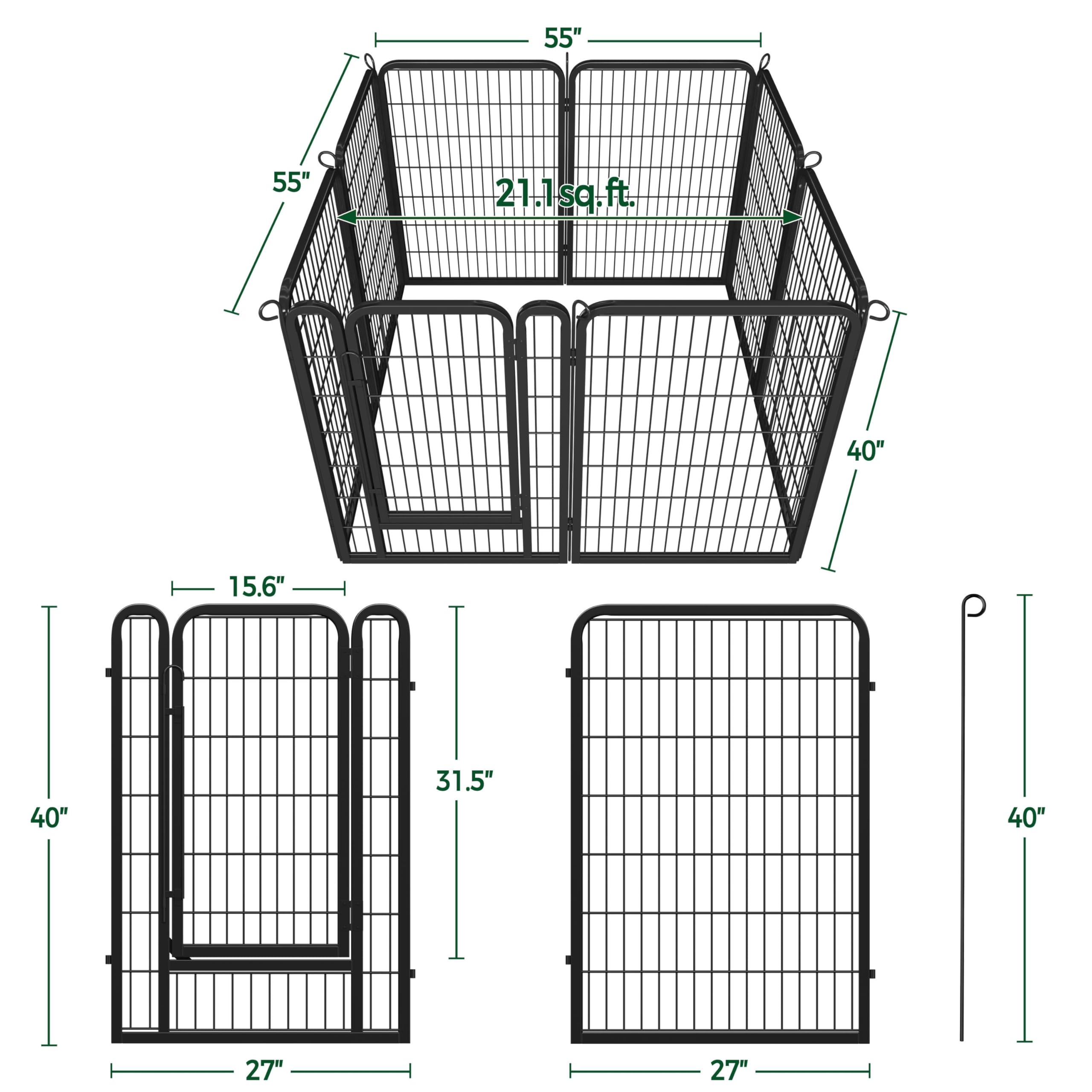 Topeakmart 40-Inch Pet Playpen Heavy Duty Puppy Dog Playpen Cat Fence Foldable Metal Exercise Pen For Small Animals Barrier Indo