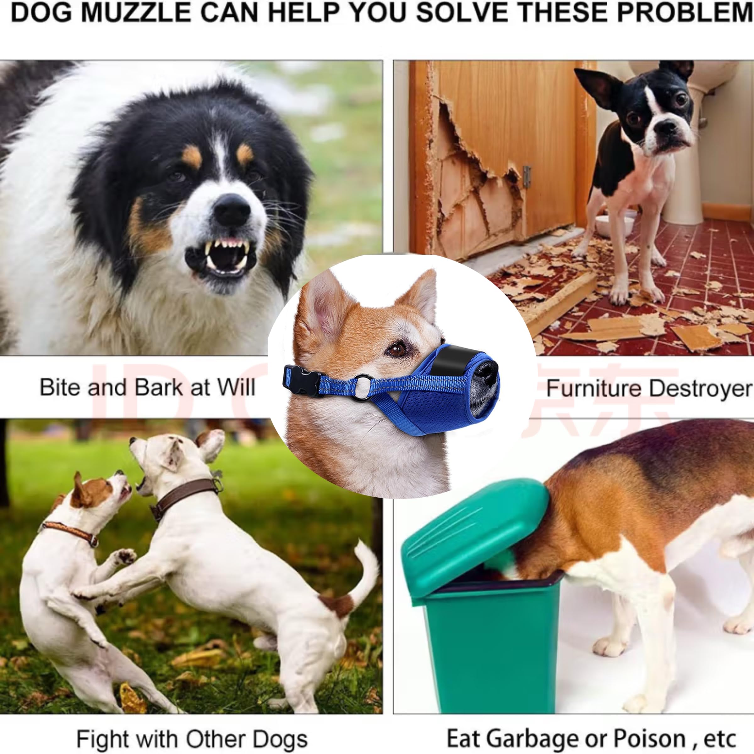 [New] Small Dog Muzzle To Prevent Biting, Soft With Reflective & Adjustable Strap, Breathable Mouth Guard For Chewing, Allows Pa