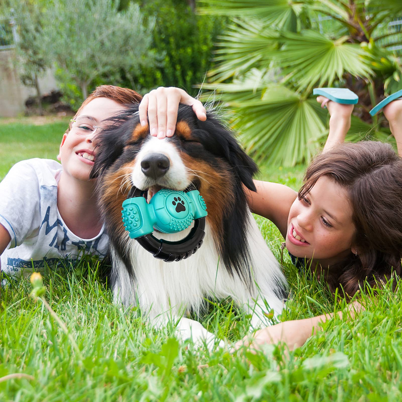 Indestructible Dog Chew Toys For Aggressive Chewers, Squeaky, Milk Flavor - Medium Large Dogs