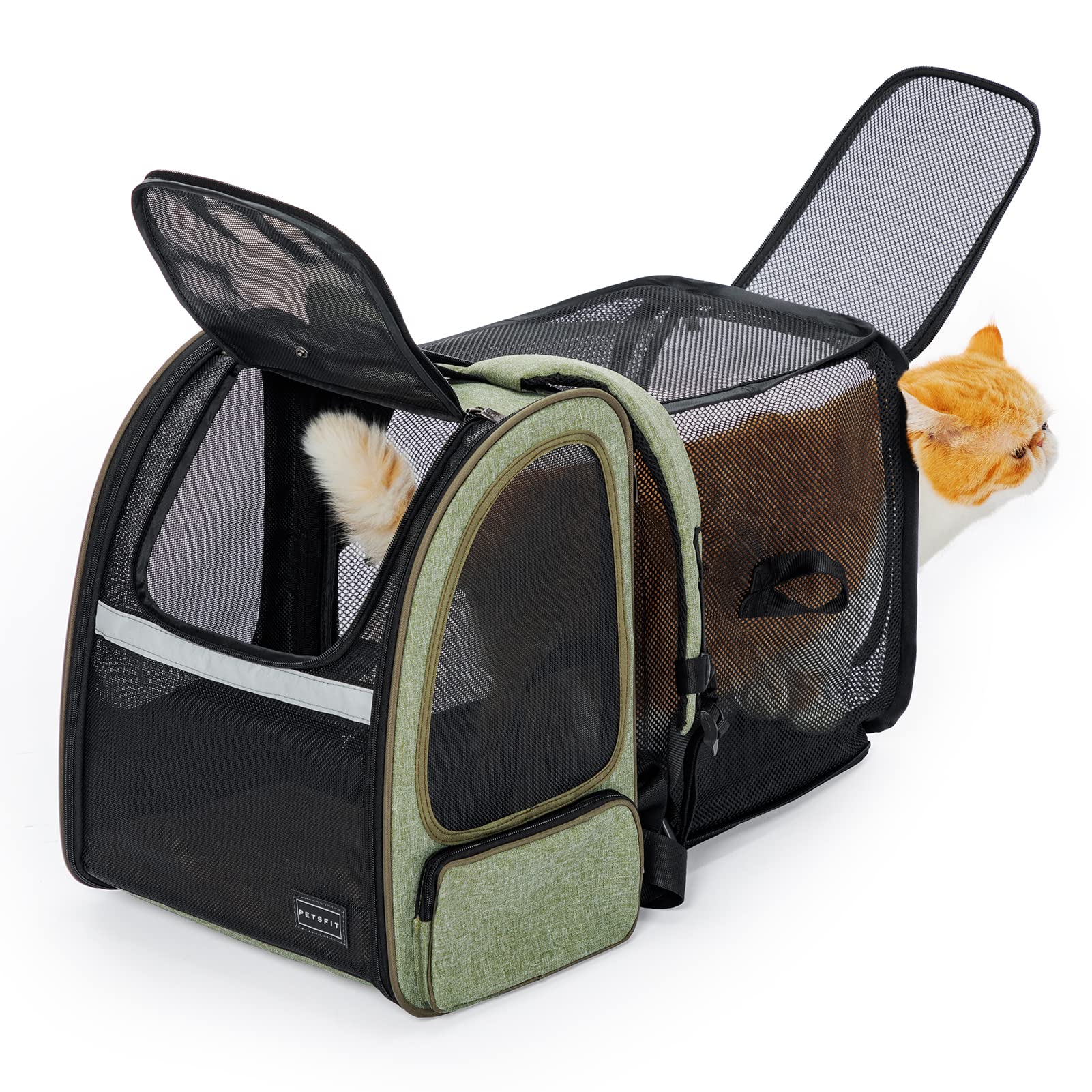 Petsfit Cat Backpack Carrier,Dog Carrier Backpacks Expandable With Great Ventilation Foldable Puppy Backpack Carrier For Travel,