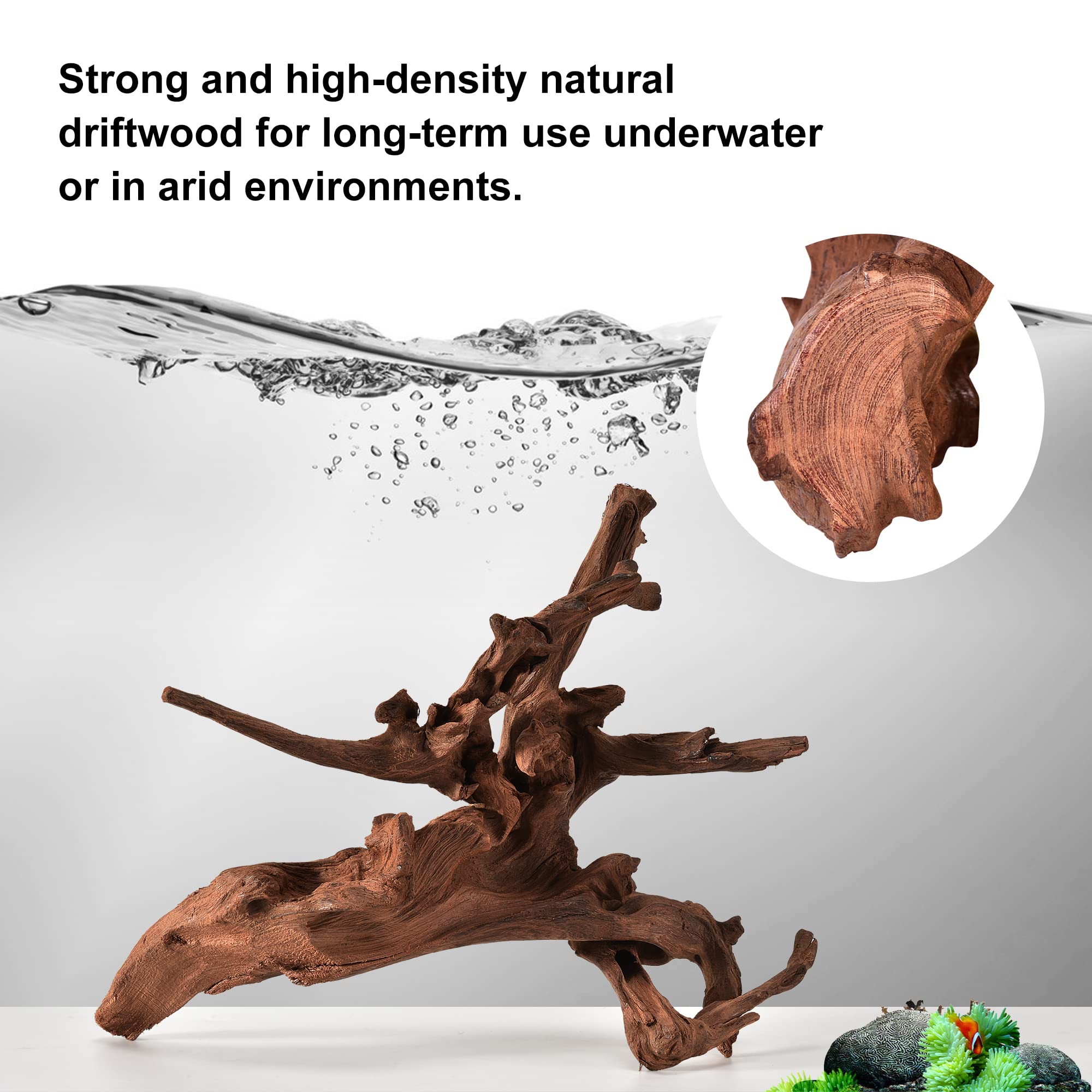 Majoywoo Natural Large Driftwood For Aquarium Decor Reptile Decor, Fewer Branches 12.5-18'' 2Pcs