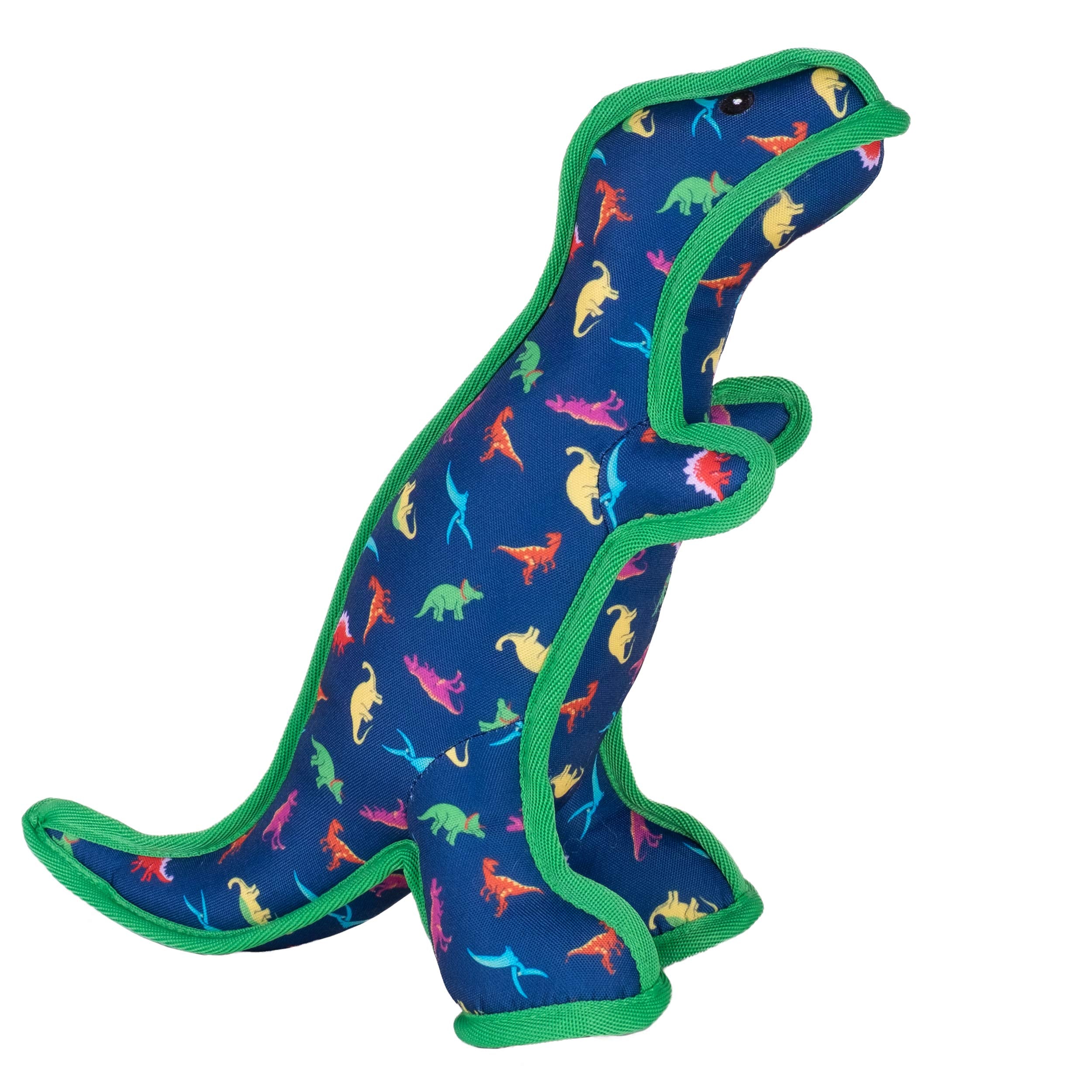 The Worthy Dog Tough Dino Dog Toy, Fun Fetch Play With Squeaker For Active Dogs, Durable Material, Small, Navy Blue