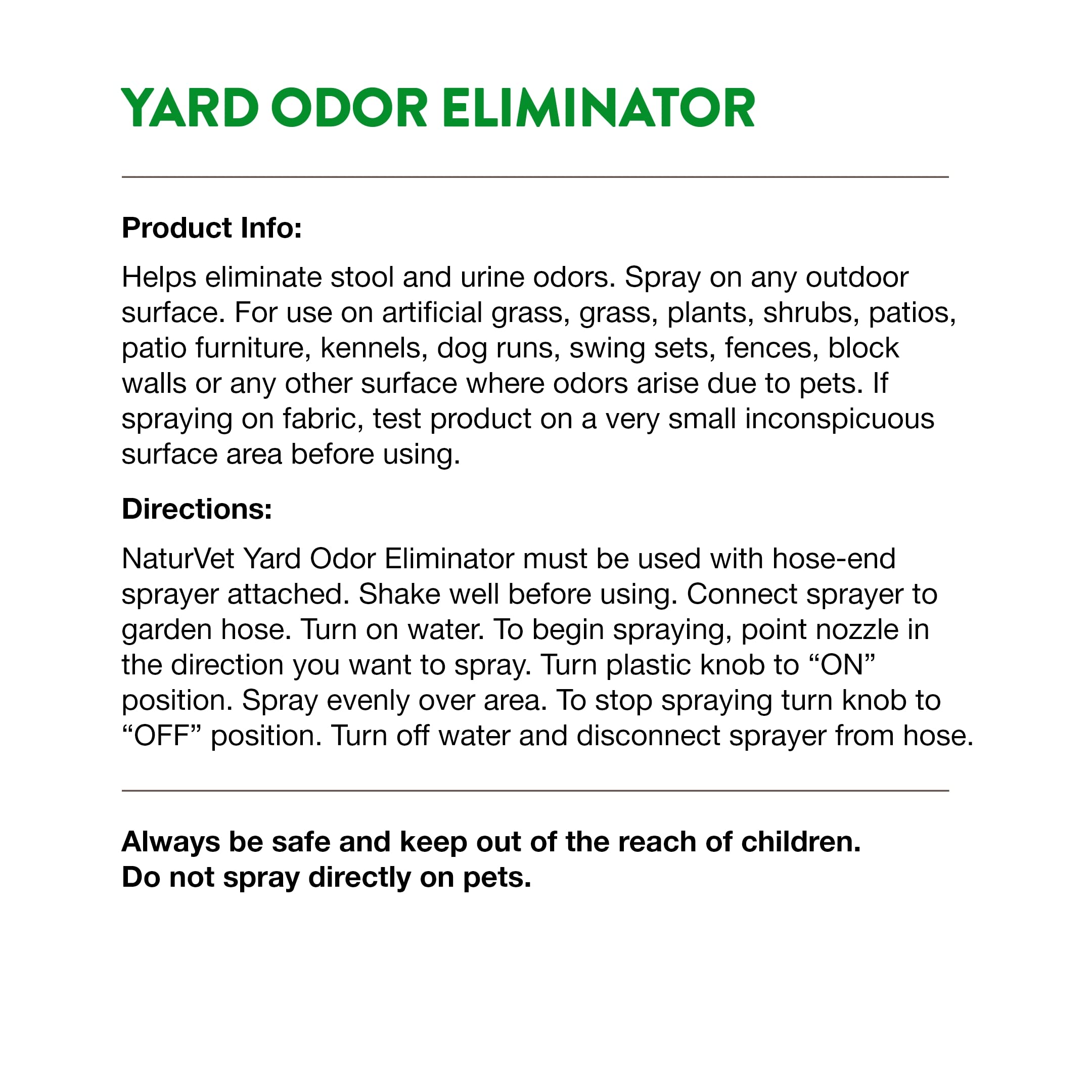 Naturvet - Yard Odor Eliminator - Eliminate Stool And Urine Odors From Lawn And Yard - Designed For Use On Grass, Plants, Patios, Gravel, Concrete & More - 31.6 Oz Ready-To-Use With Nozzle