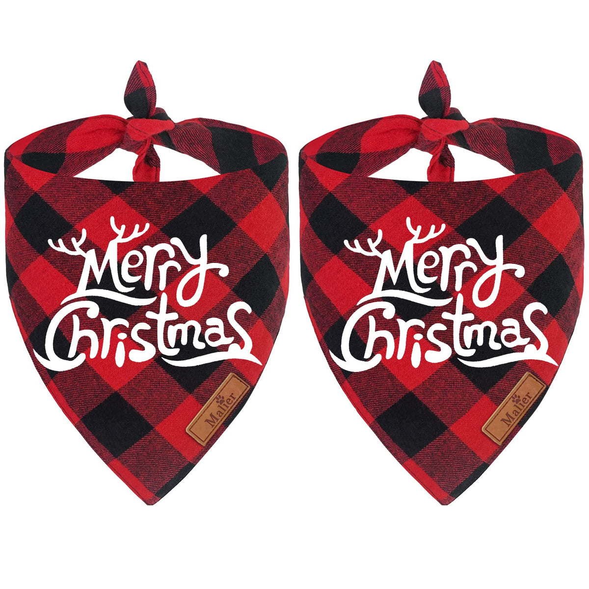 Malier 2 Pack Dog Bandanas Christmas Classic Buffalo Plaid Dog Bandana Dog Scarf Triangle Bibs Kerchief Merry Christmas Pet Costume For Small Medium Large Dogs Cats Pets (Christmas 7, X-Large)