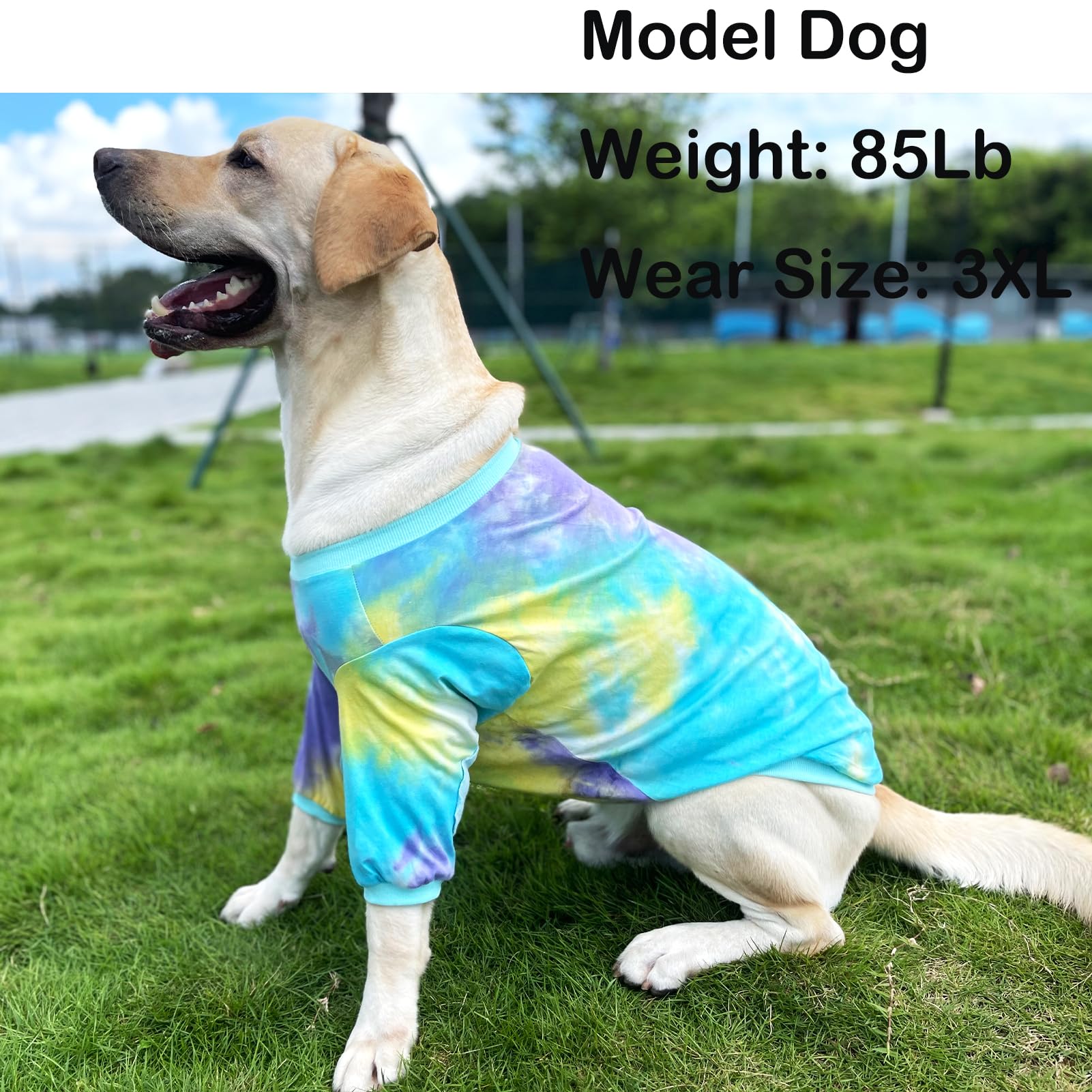 PriPre Tie Dye Dog Clothes for Extra Large Dogs Breathable Cotton Dog Shirt Dog Pajamas Big Dogs Boy Girl Blue 3XL