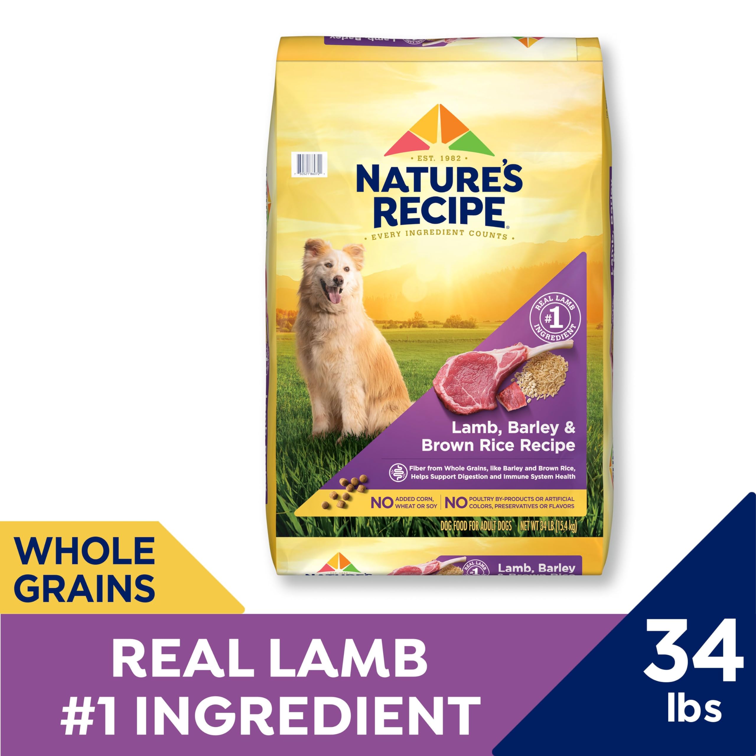 Natures Recipe Lamb, Barley & Brown Rice Recipe Dry Dog Food, 34 lb. Bag