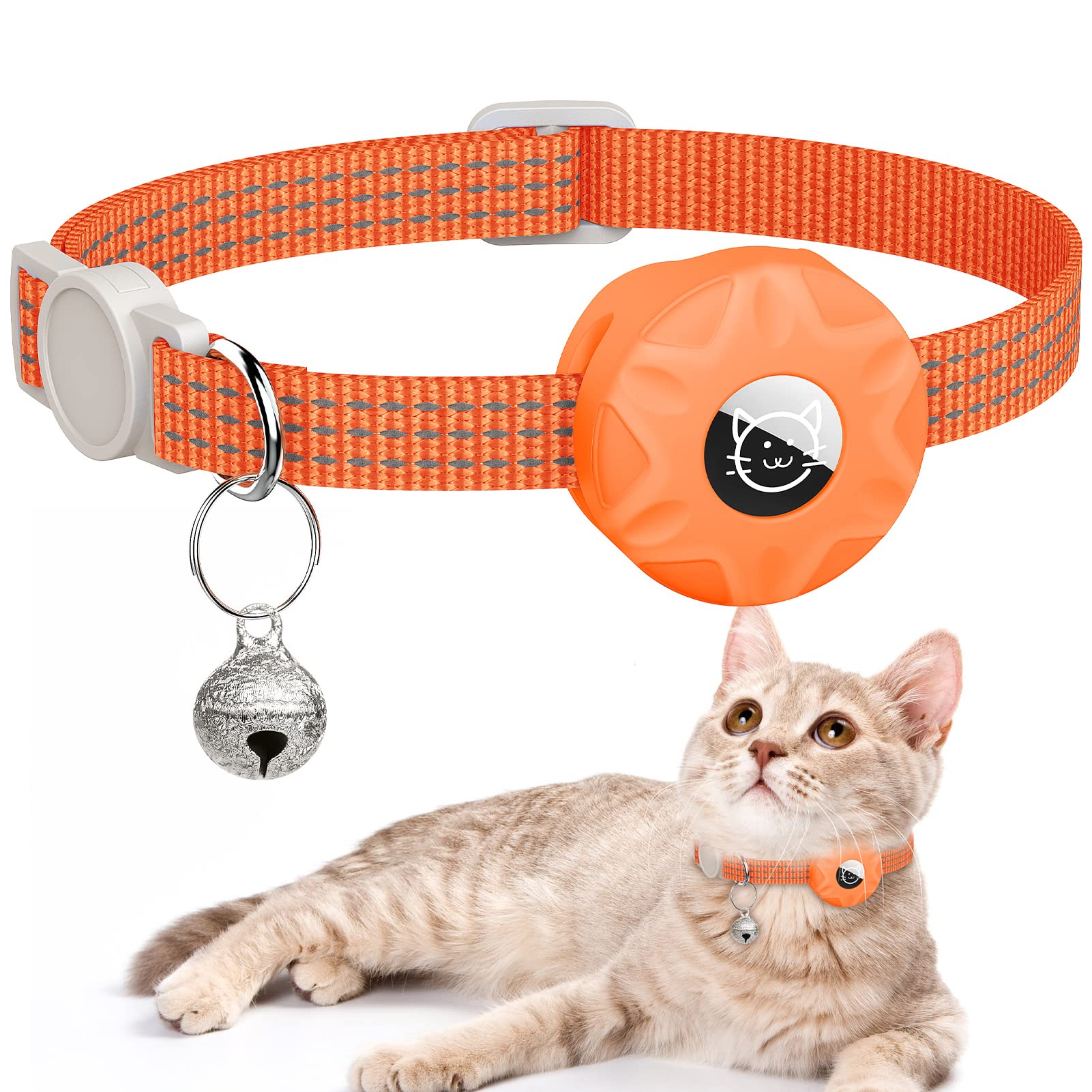 Airtag Cat Collar, Reflective Kitten Collar Breakaway Apple Air Tag Cat Collar, Gps Cat Collar With Airtag Holder And Bell, Ligh