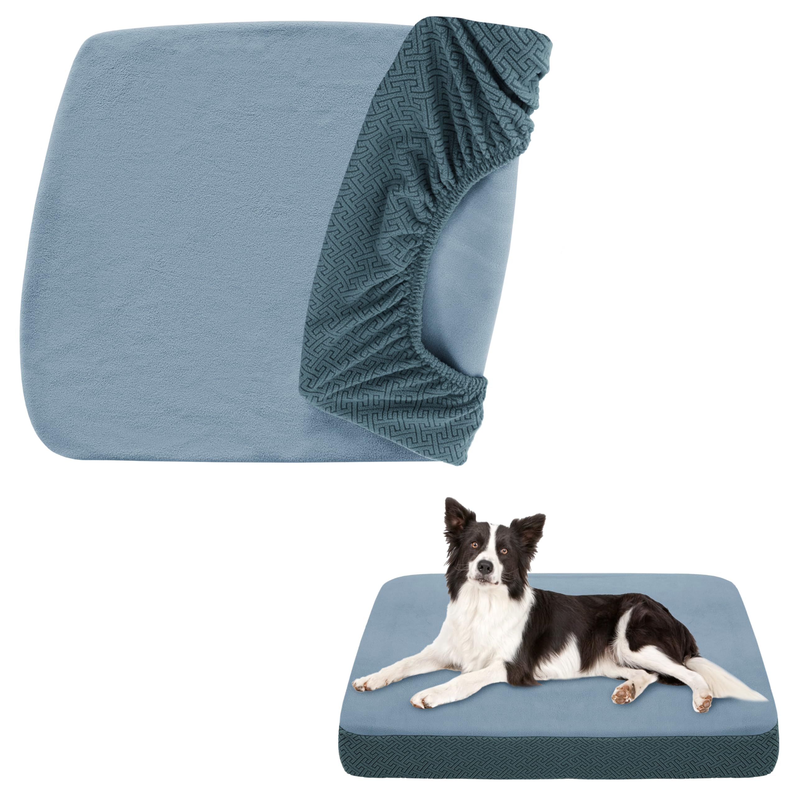 Softown Dog Bed Covers Replacement Washable Dog Bed Waterproof Cover Soft Cover For Dog Cat, Cover Only (Light Blue, 36X27X6 Inc