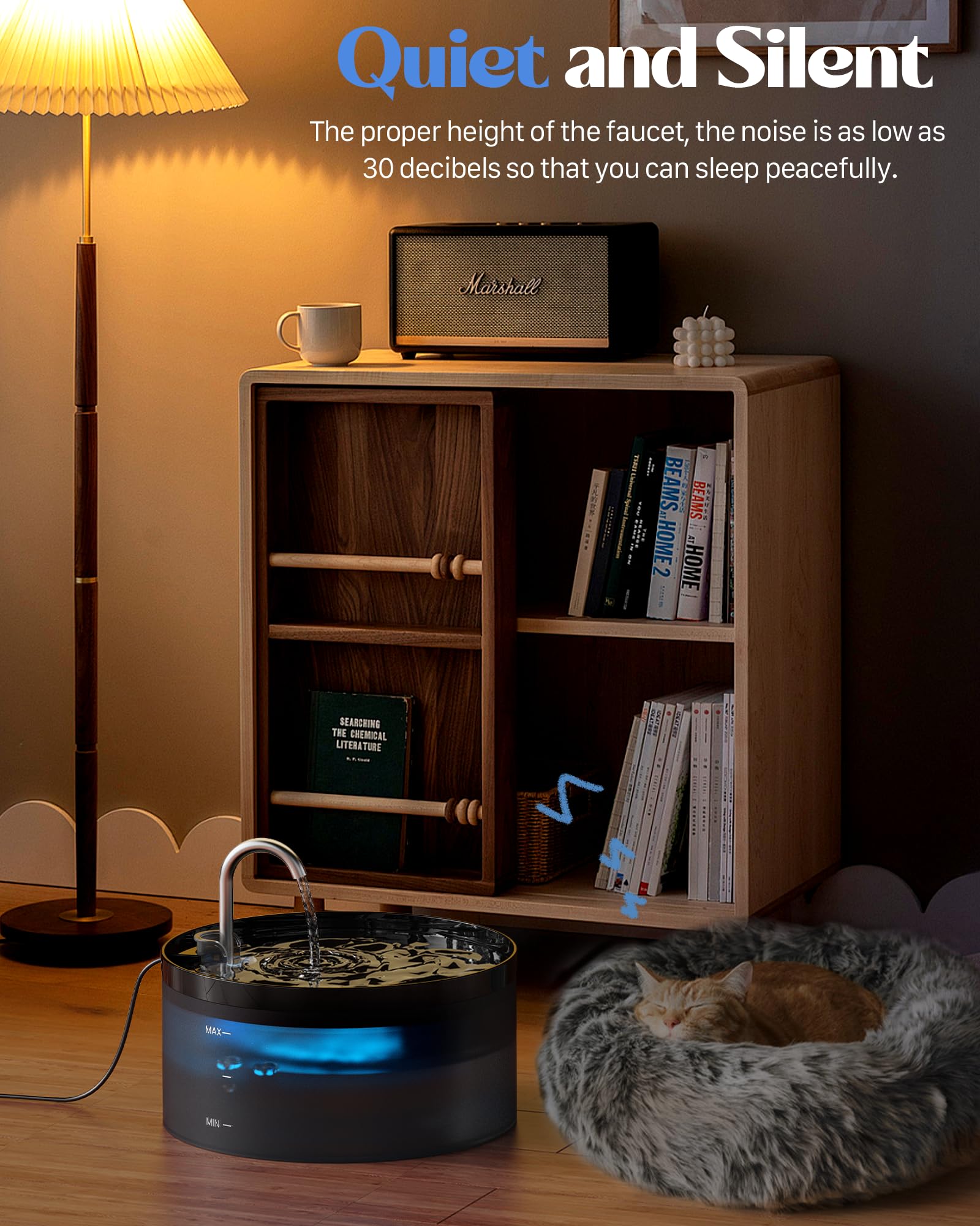 Cat Water Fountain For Cats Indoor: 108Oz/3.2L Cat Fountain - Silent Pet Water Fountain For Drinking - Black Cat Drinking Founta