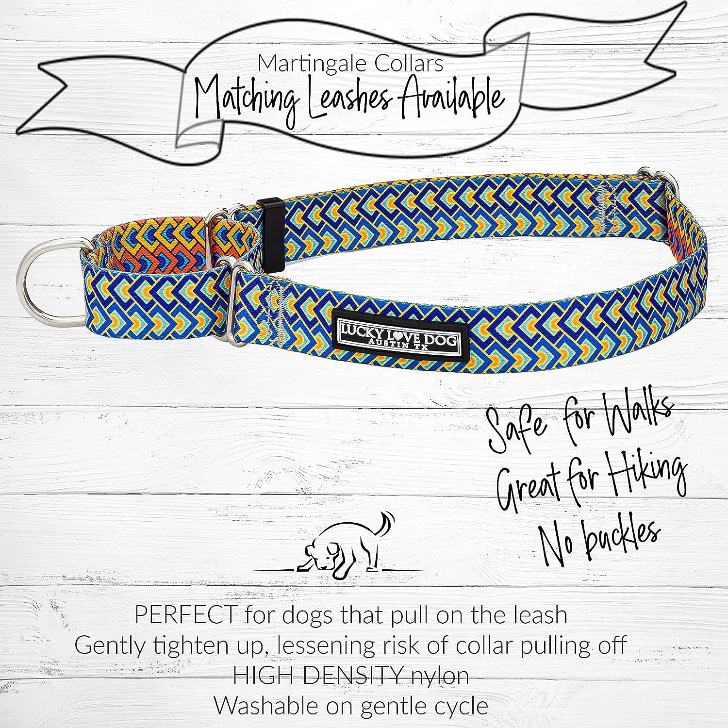 Lucky Love Dog Martingale Collar And Leash Set, Premium No Slip Collar For Male Dogs, Comfortable & Soft Martingale Dog Collars,