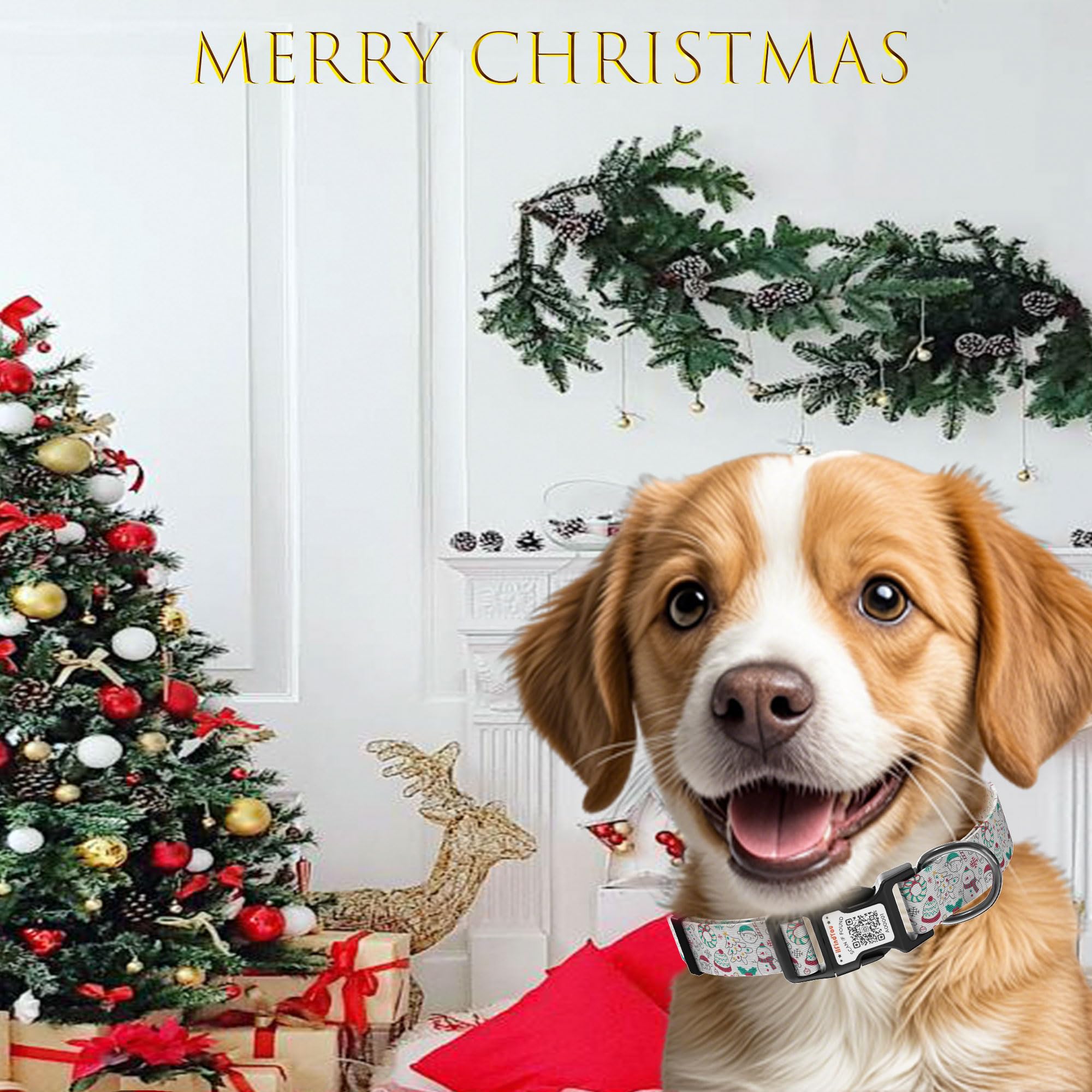 Ilfindyou Christmas Dog Collars For Large Dogs Soft Nylon White Snowman Sized L