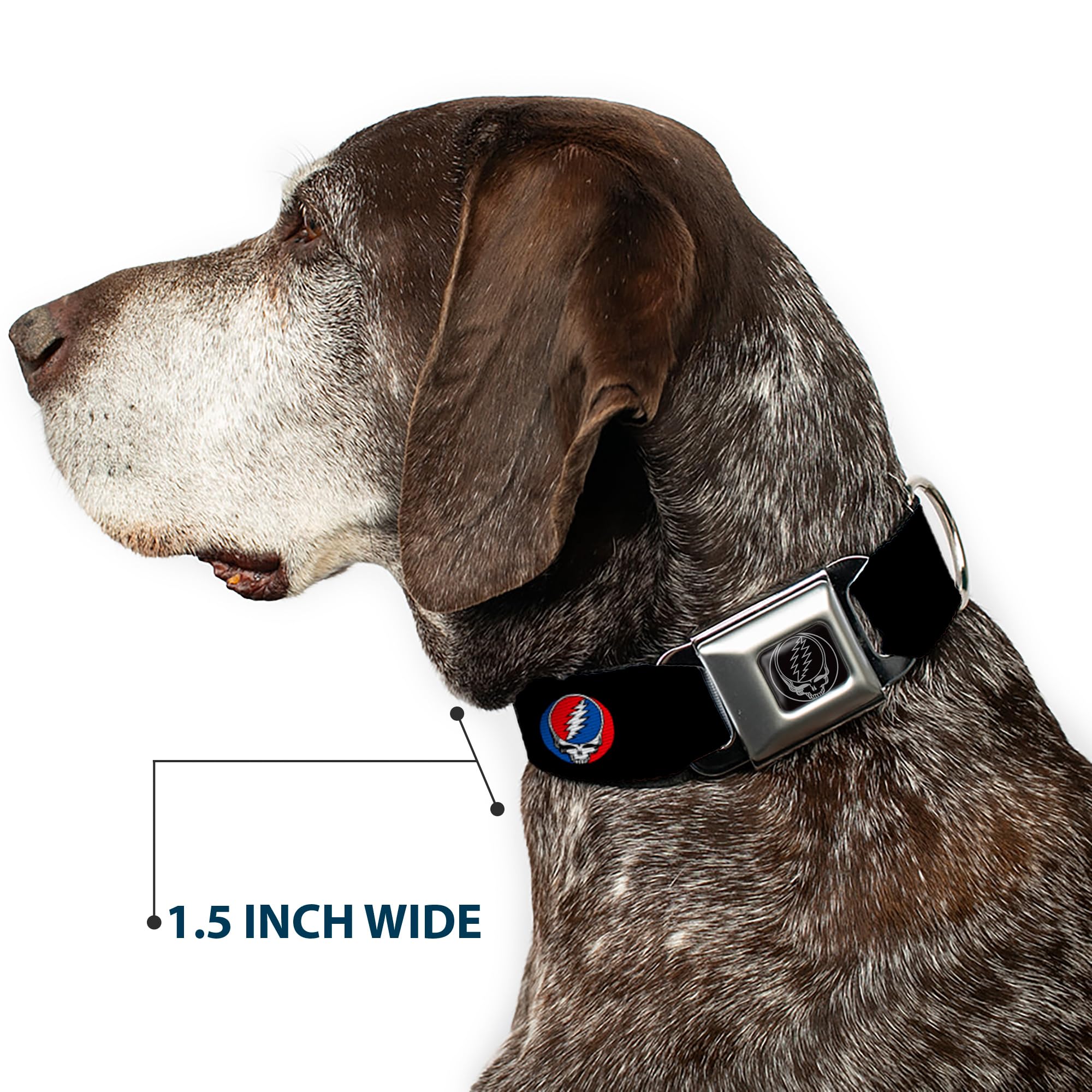 Buckle-Down Seatbelt Buckle Dog Collar - Steal Your Face Repeat Black/Color - 1' Wide - Fits 15-26' Neck - Large