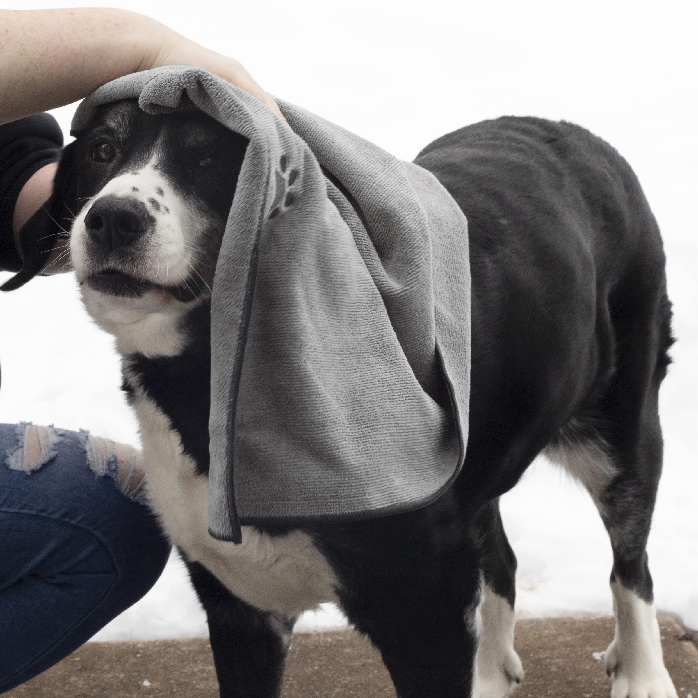 Ritz Premium Embroidered Microfiber Pet Towel (3-Pack), 18' X 28', Highly Absorbent, Fast-Drying, Long-Lasting, Super Soft 80% Polyester And 20% Polyamide Pet Cloth, Grey