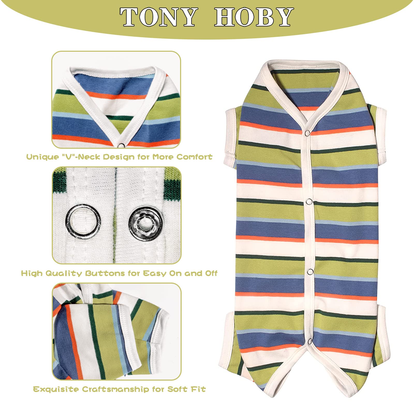 Tony Hoby Dog Pajamas, Jumpsuit & Shirt For Small/Medium Dogs (Blue & White, Boy, Xl) - Recovery Suit