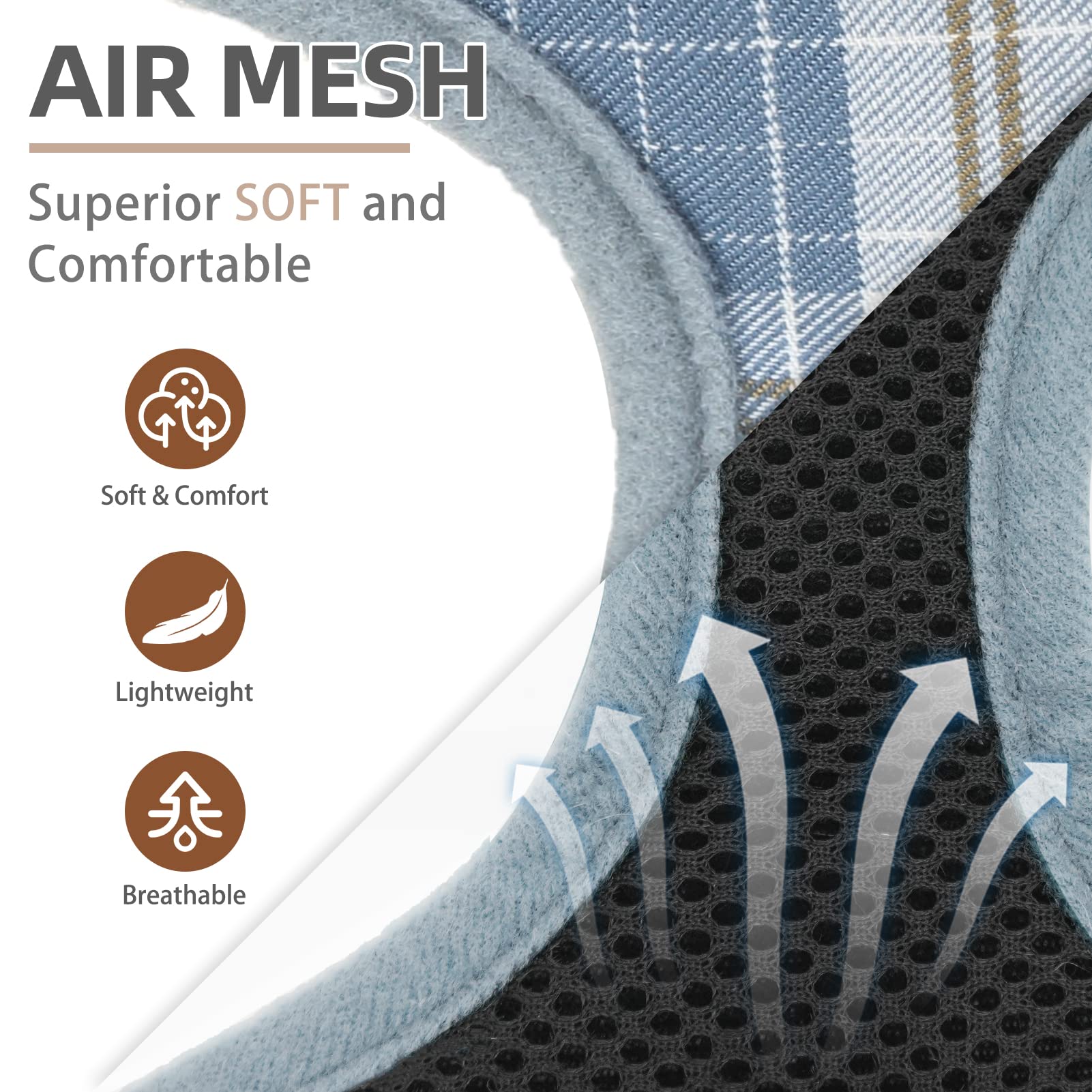 Pupteck Soft Mesh Dog Harness And Leash Set Pet Puppy Cat Comfort Padded Vest No Pull Harnesses, Sky Blue, Xs
