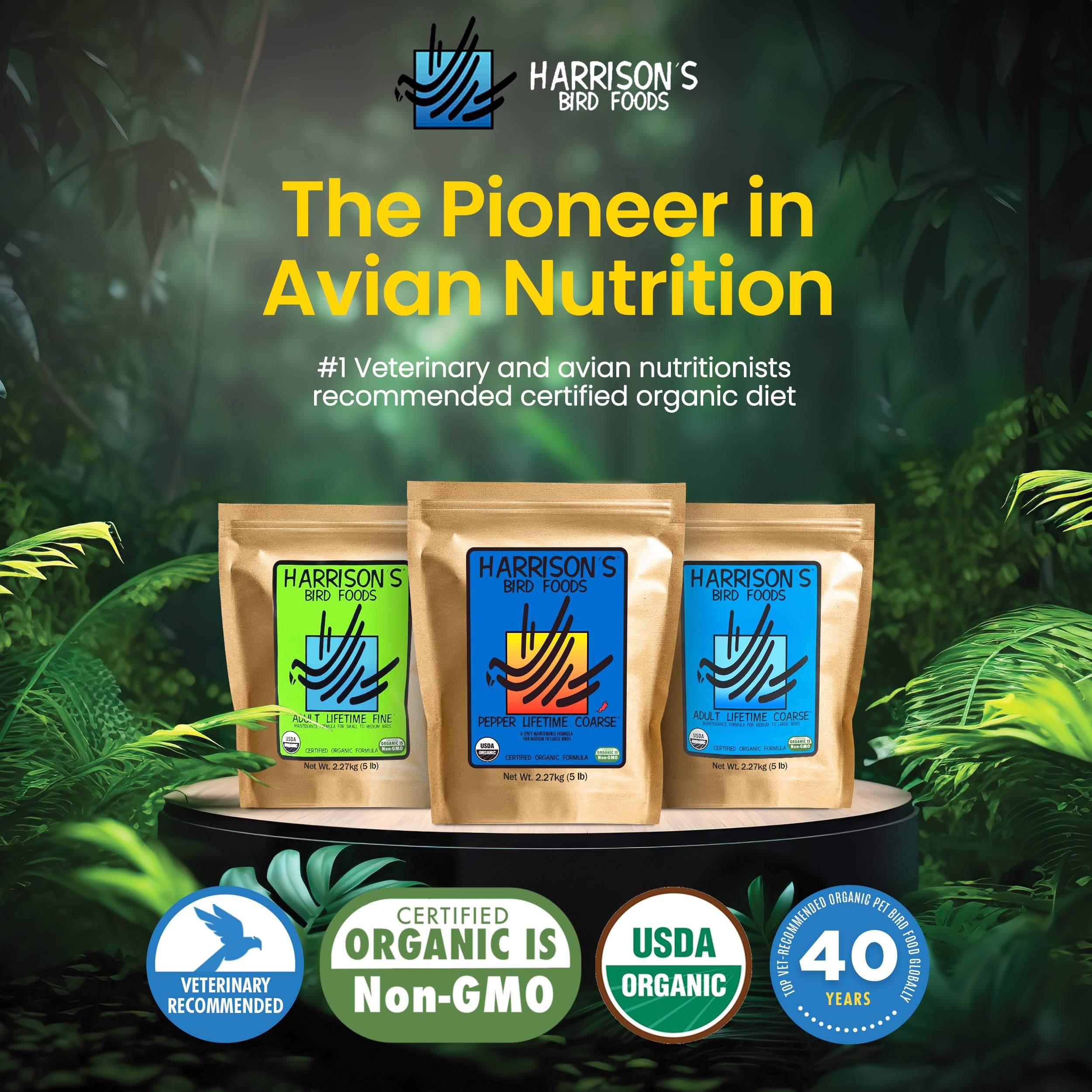 Harrisons Bird Foods Pepper Lifetime Coarse 5lb Certified Organic Non-GMO Formula