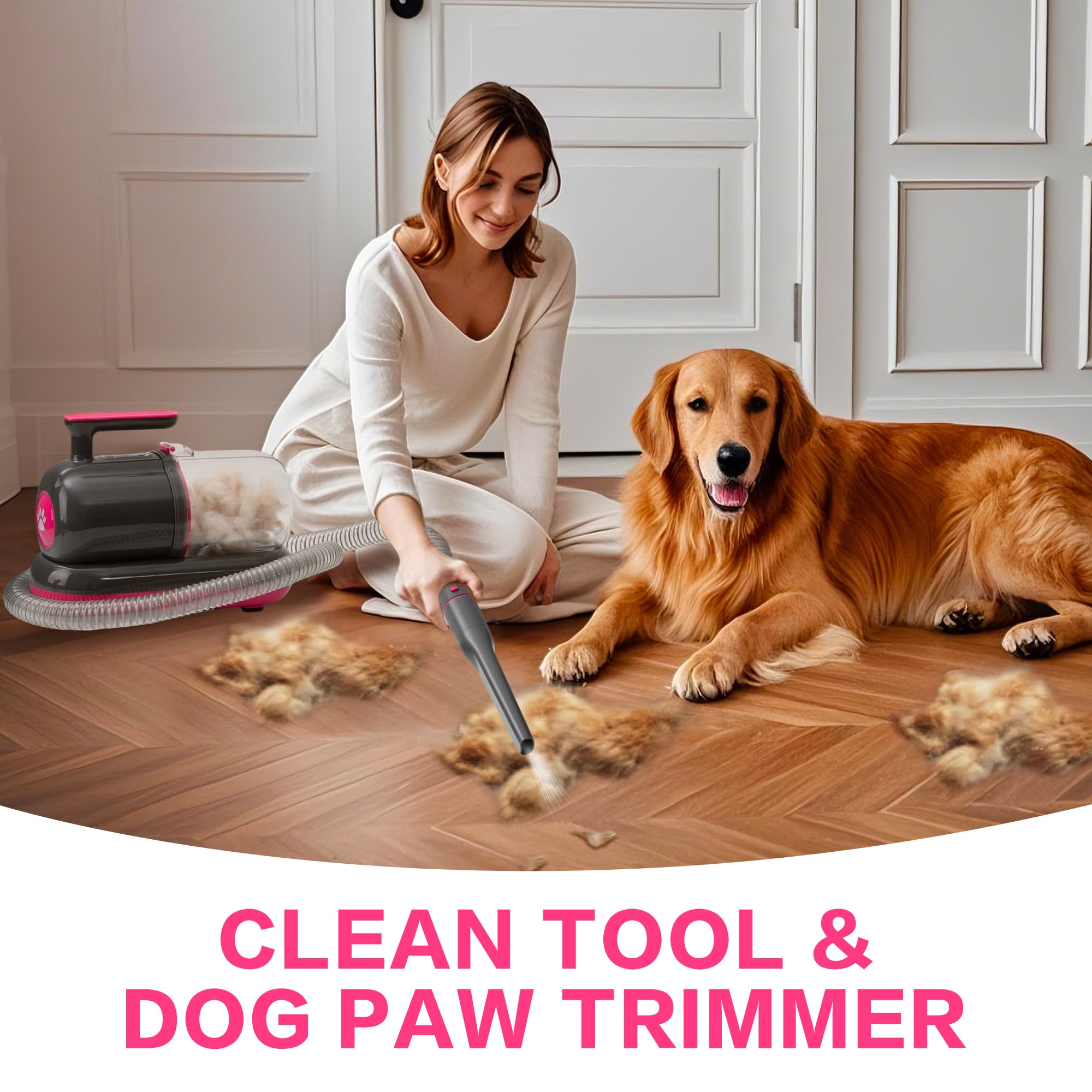 S7 Pet Grooming Kit with 99% Vacuum Suction for Pet Hair - Professional Clippers and 5 Essential Grooming Tools for Dogs, Cats,