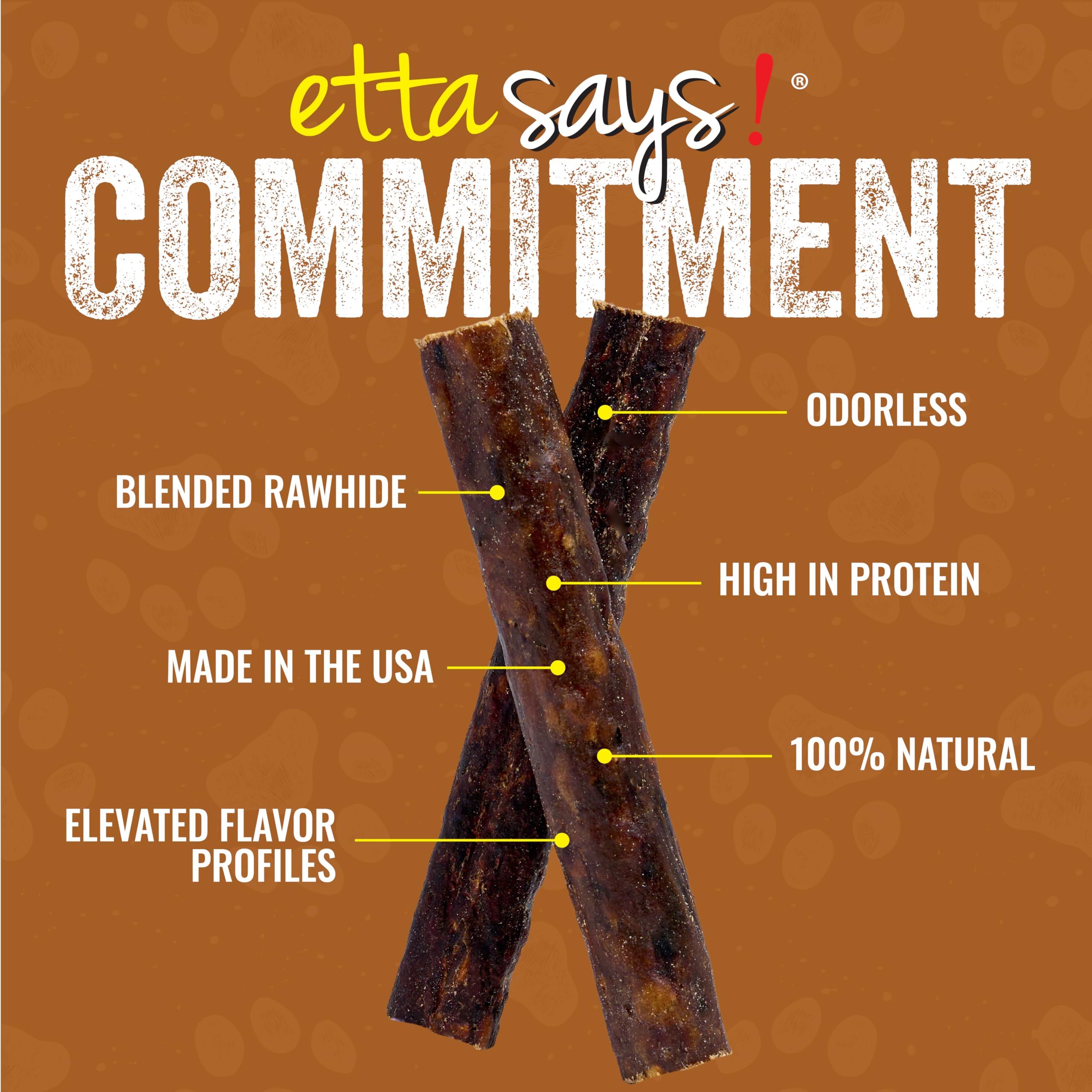 etta says! Crunchy Premium Dog Chews - 4.5 Beef Dog Chews - Made in The USA, Grain-Free Dog Treats, Good for Teeth, Easy to Dige