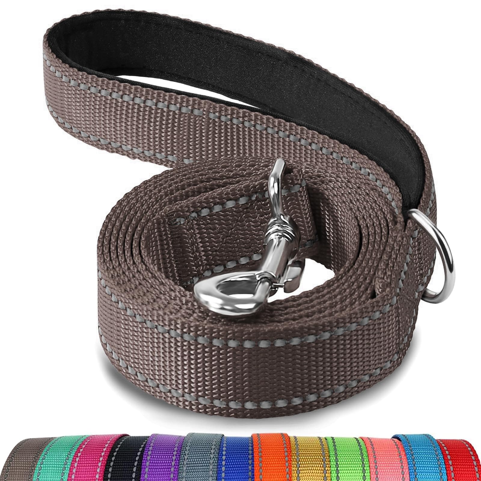 Joytale Double-Sided Reflective Dog Leash, 6 Ft/5 Ft/4 Ft, Padded Handle Nylon Heavy Duty Leashes For Medium & Large Dogs Walkin