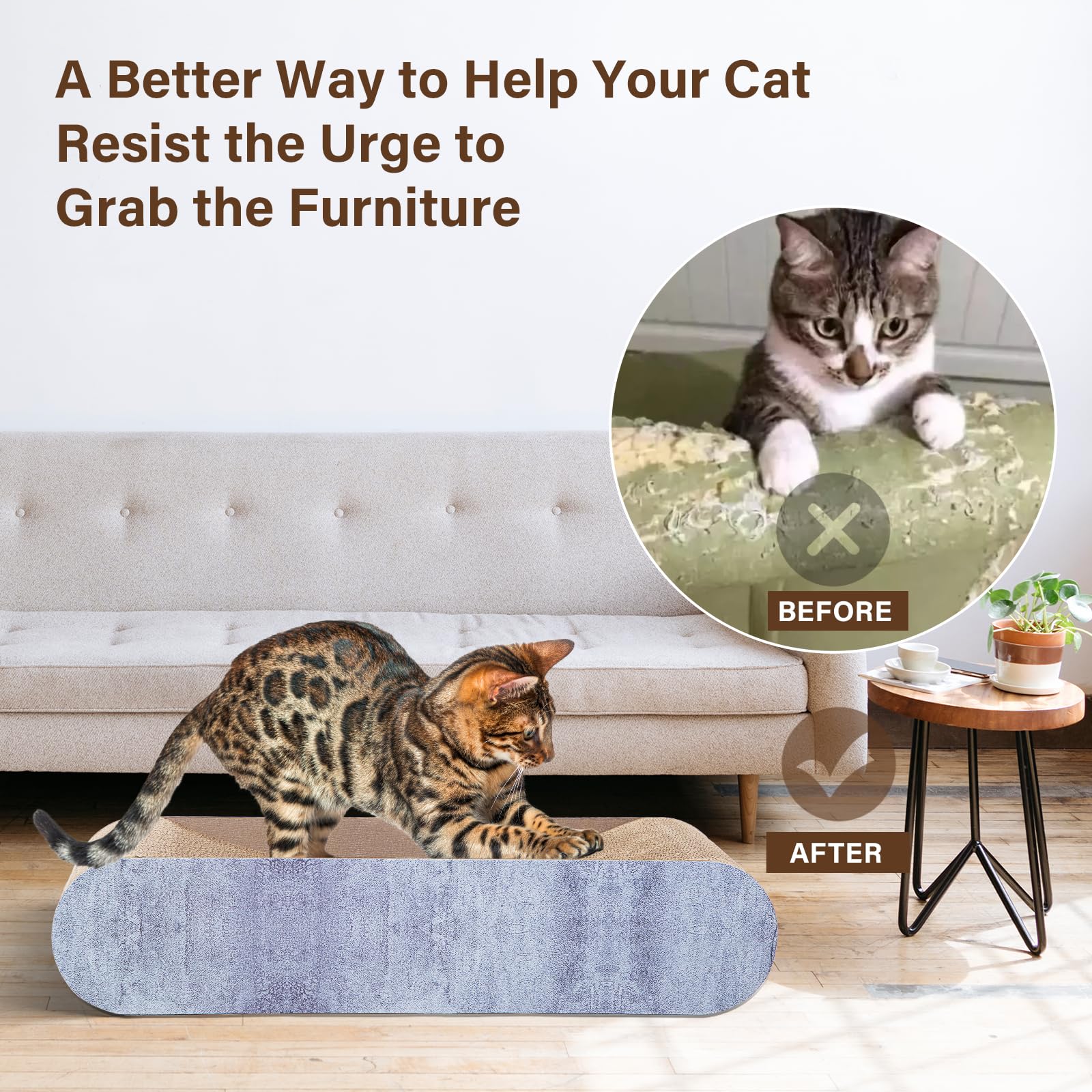 Fluffydream 2 In 1 Cat Scratcher Cardboard, Cat Scratching Board Furniture Protector, Cat Scratching Post, Cat Beds For Indoor C