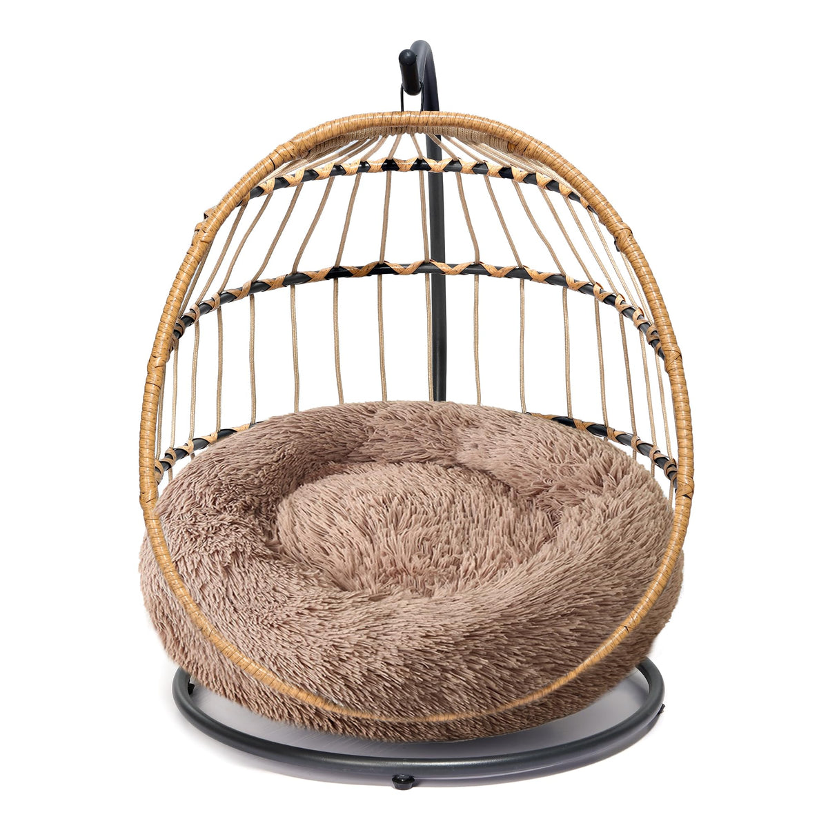 Switte Cat Bed Pet Egg Chair Hanging Swing Bed Hand Made Rattan Hammock With Removable Soft Cushion Easy Cleaning Suitable Small