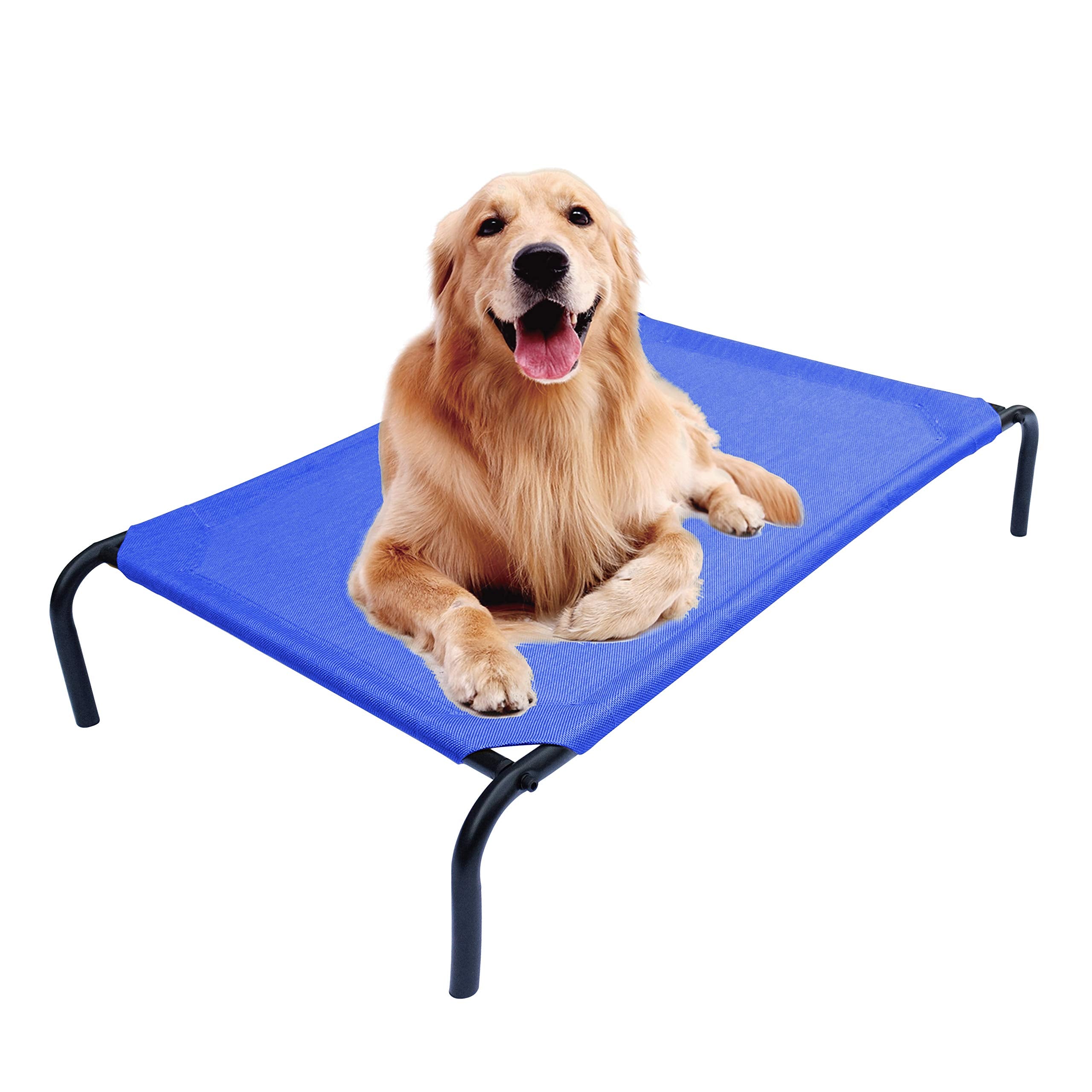 Phyex Heavy Duty Steel-Framed Portable Elevated Pet Bed, Elevated Cooling Pet Cot, 50.5'' L X 30.5'' W X 7.8'' H(L, Blue)