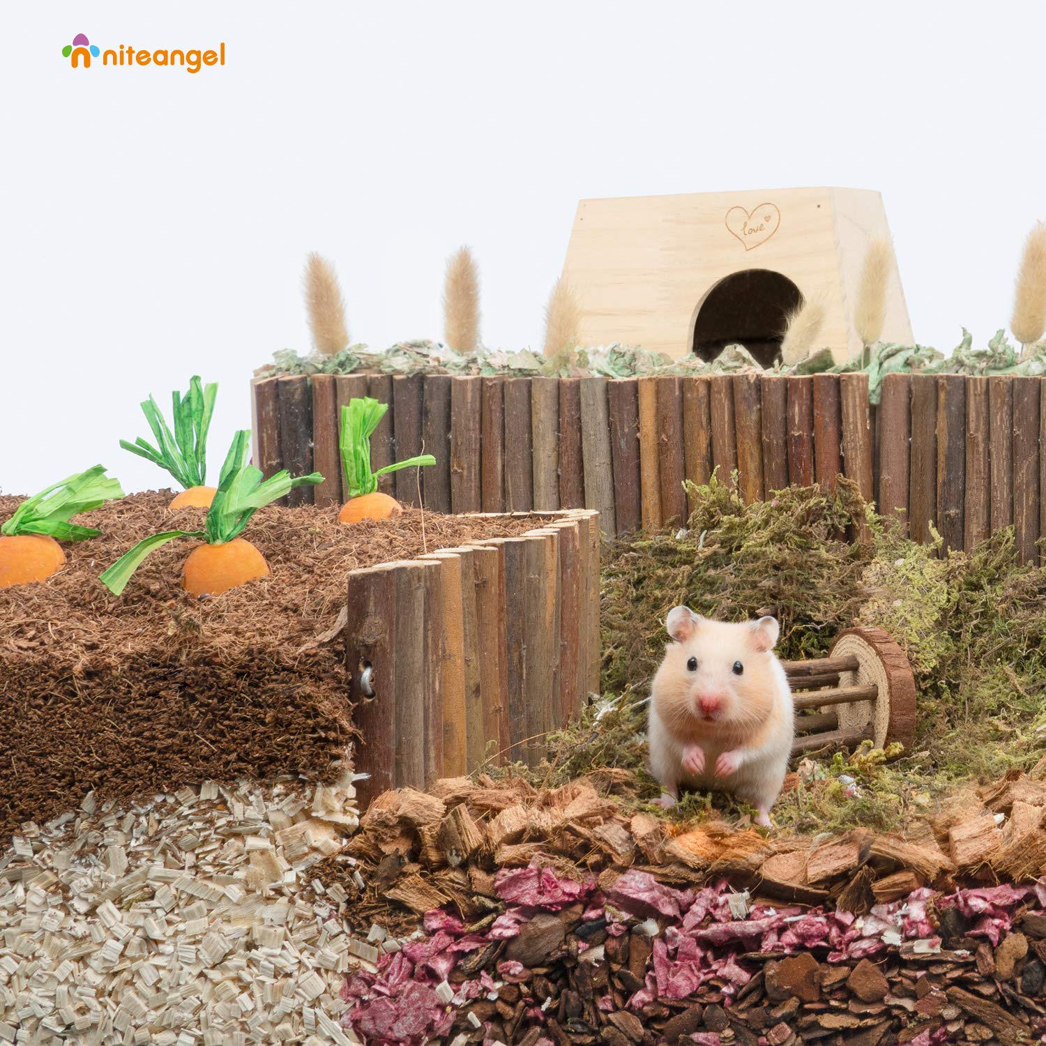 Niteangel Wooden Ladder Bridge, Hamster Mouse Rat Rodents Toy, Small Animal Chew Toy (15.7' X 5.9')